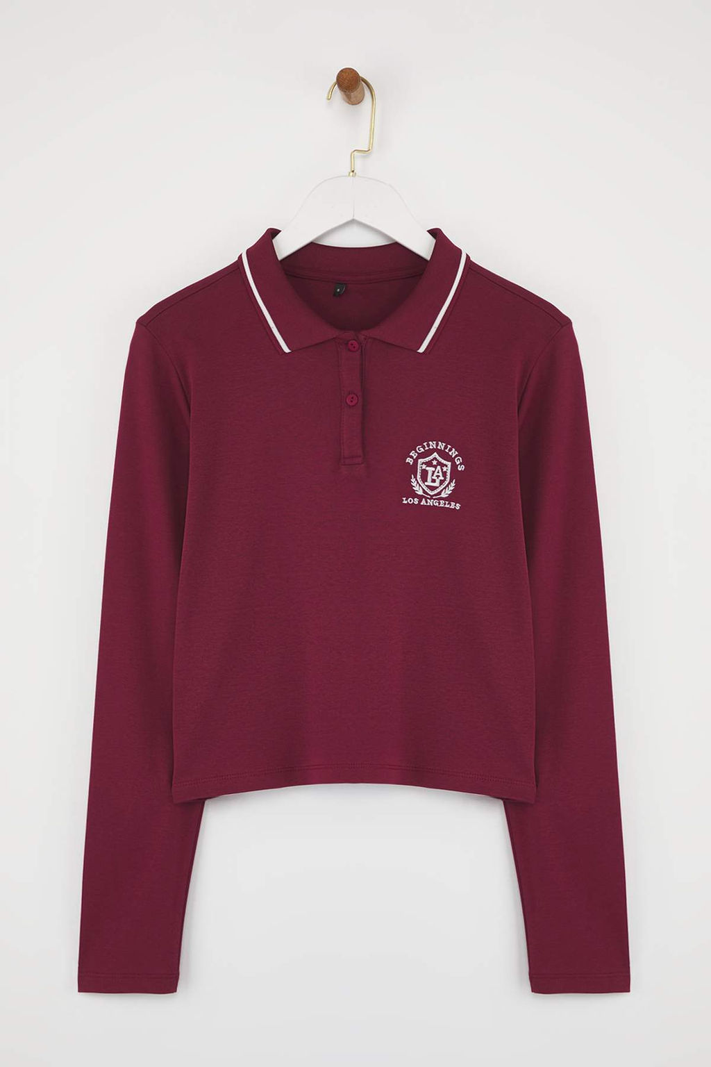 Teen Bordo Tok Kumasl? Nak?sl? Polo Yaka Dugmeli Regular/Standart Kal?p Orme Bluz TWOAW26BZ00014 - Trendyolmilla фото 5