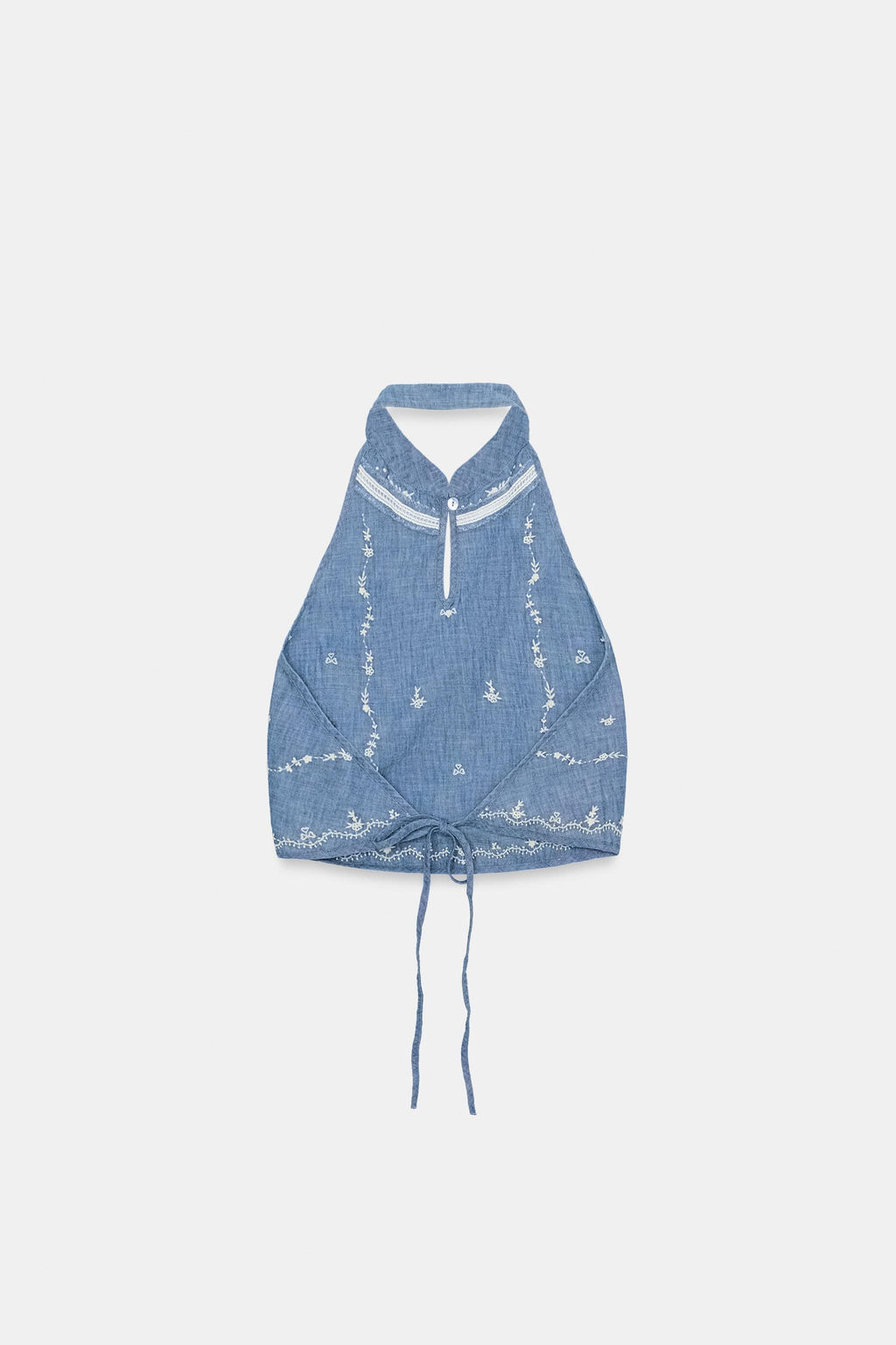 TOP HALTER BORDADOS / Azul claro