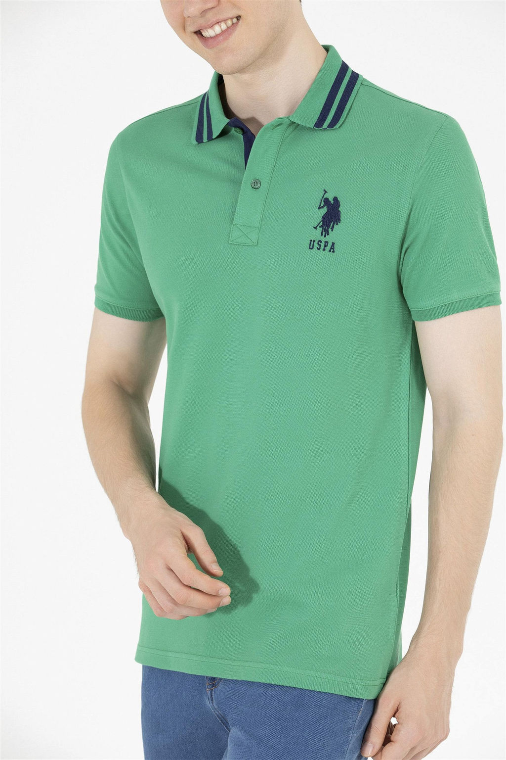 Мужская зеленая футболка с воротником поло Basic - U.s. polo assn фото 13