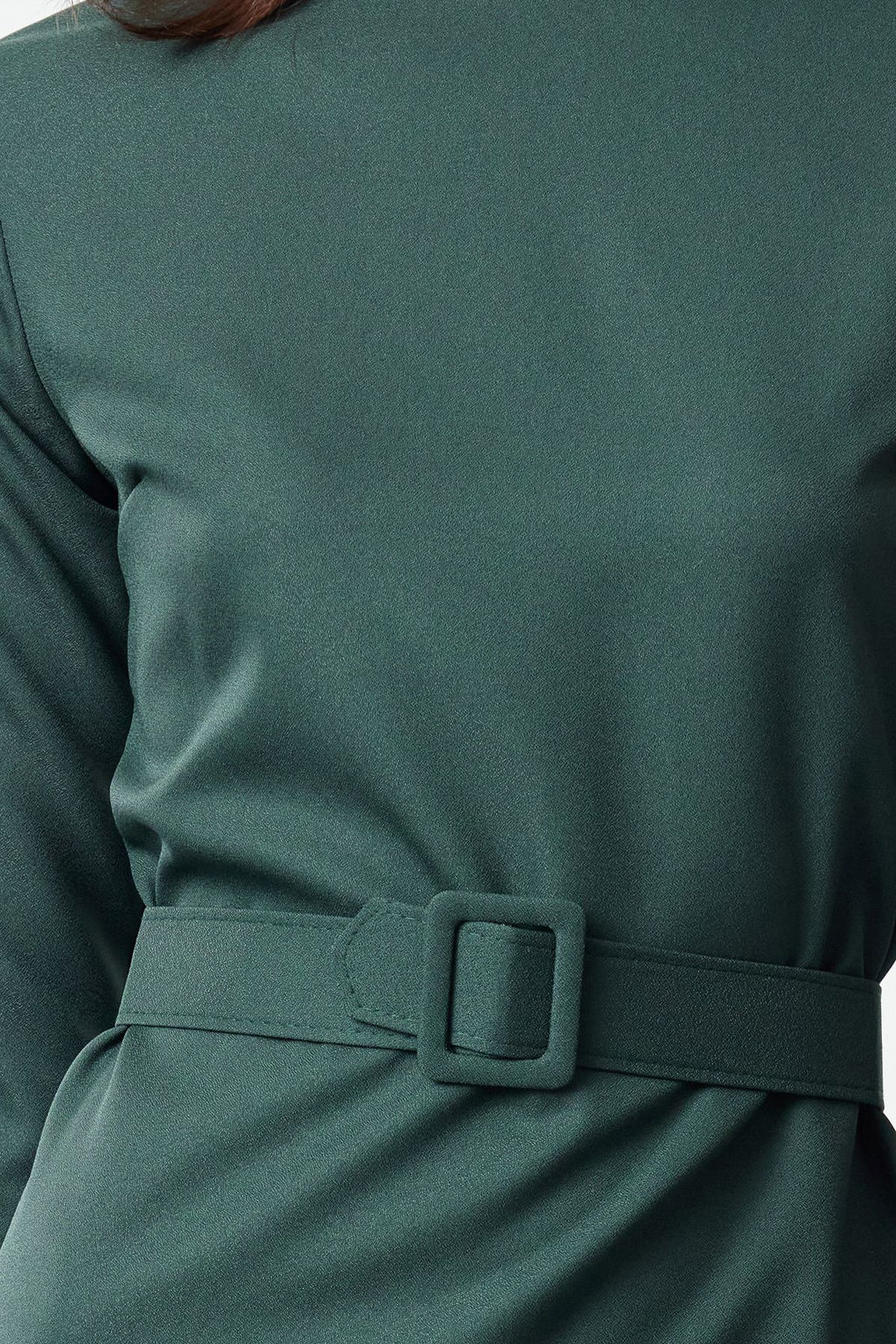 Yesil Shift/Duz Kesim Kemerli Mini Dokuma Elbise TWOAW25EL00190