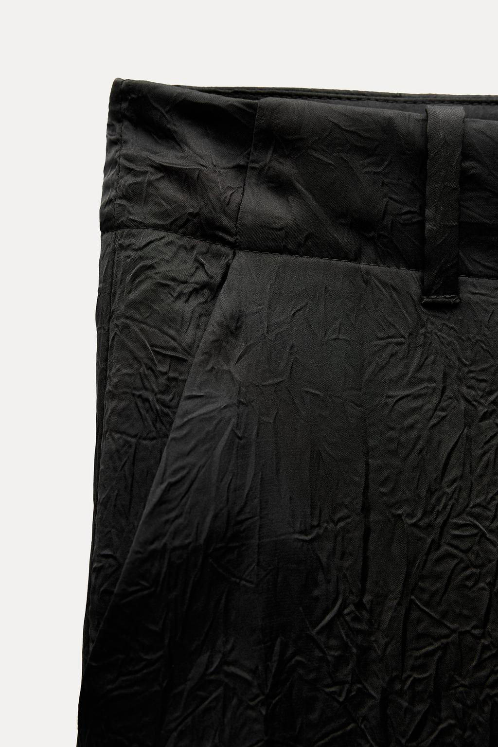 ZW COLLECTION CRINKLE-EFFECT SATIN TROUSERS - Zara фото 5