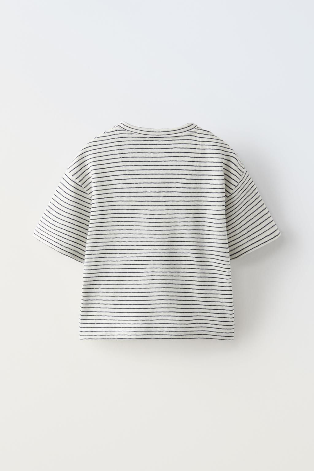 STRIPED COTTON AND LINEN T-SHIRT - Zara фото 5