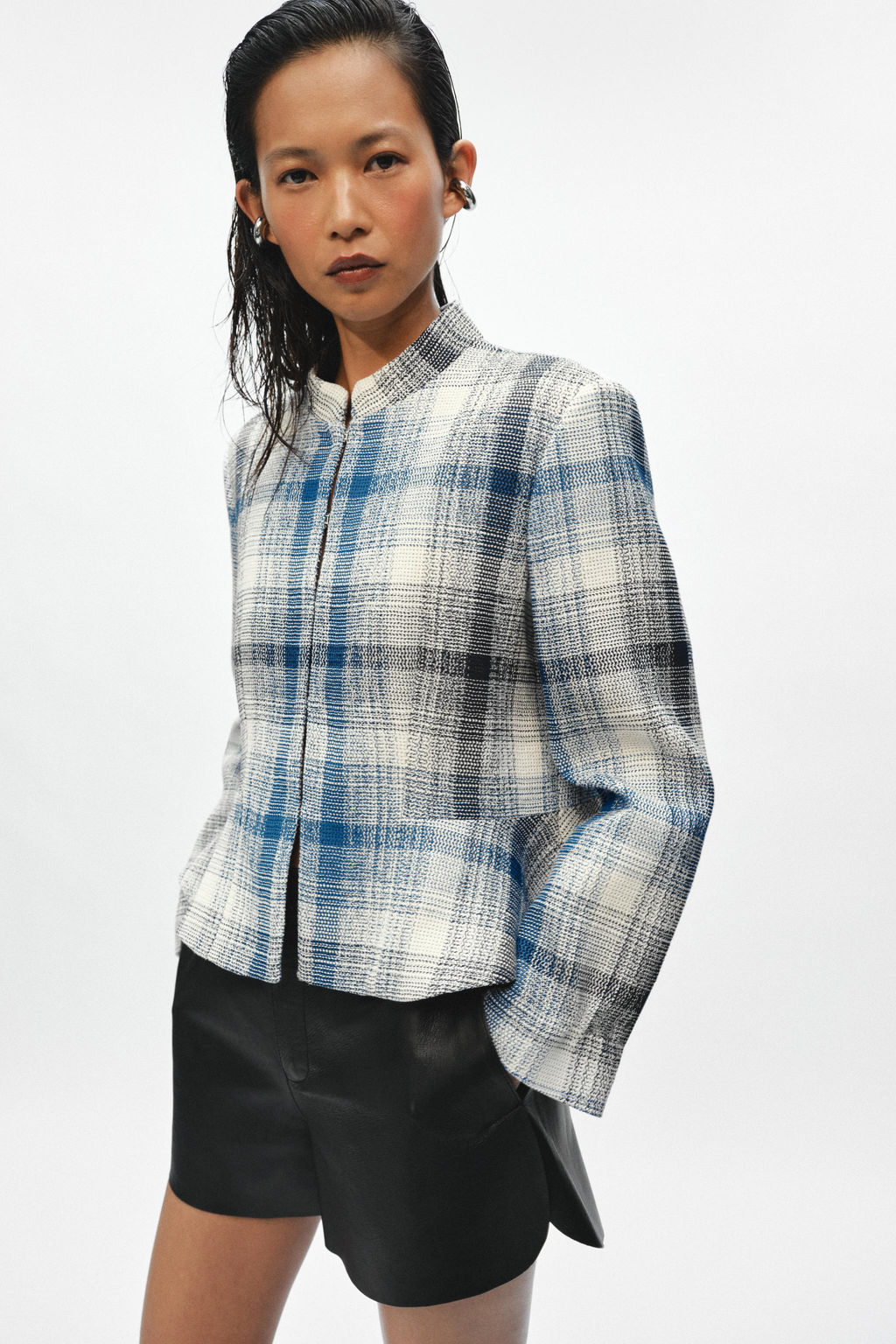 BLAZER PEPLUM TEXTURA ZW COLLECTION / Azul / Blanco - Zara фото 5