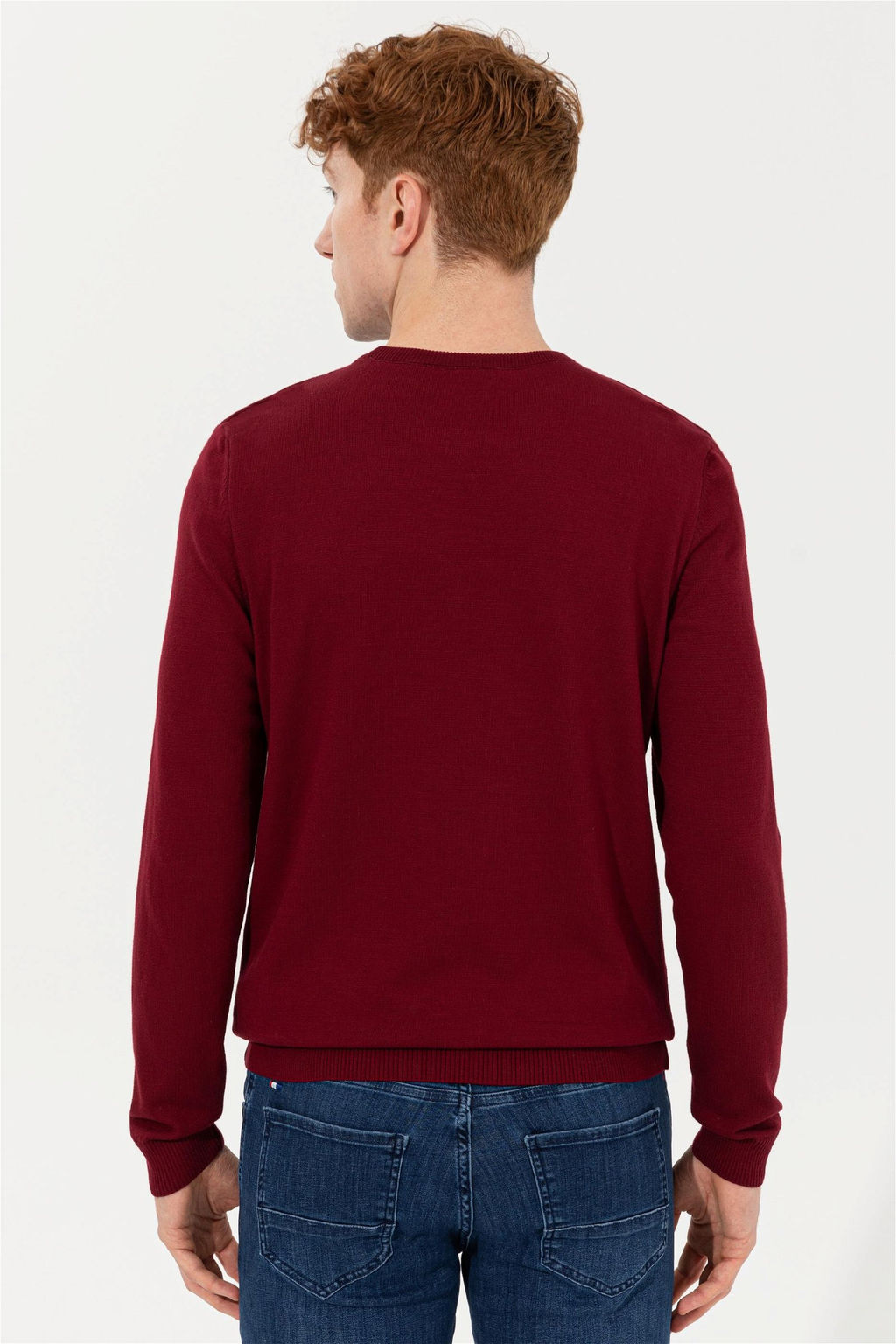 Мужской бордовый красный трикотажный свитер Basic - U.s. polo assn фото 11
