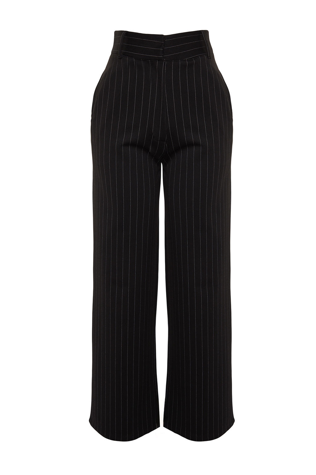 Siyah Cizgili Straight Fit Yuksek Bel Orme Pantolon TWOAW24PL00222 - Trendyolmilla фото 8