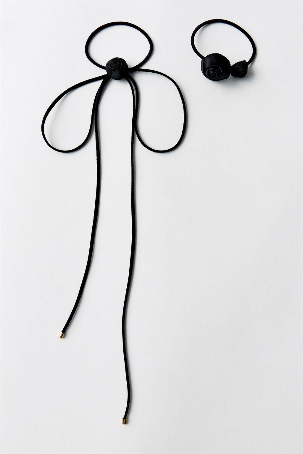 PACK OF 2 FLOWER BOW SHEEPSKIN TIES - Zara фото 11