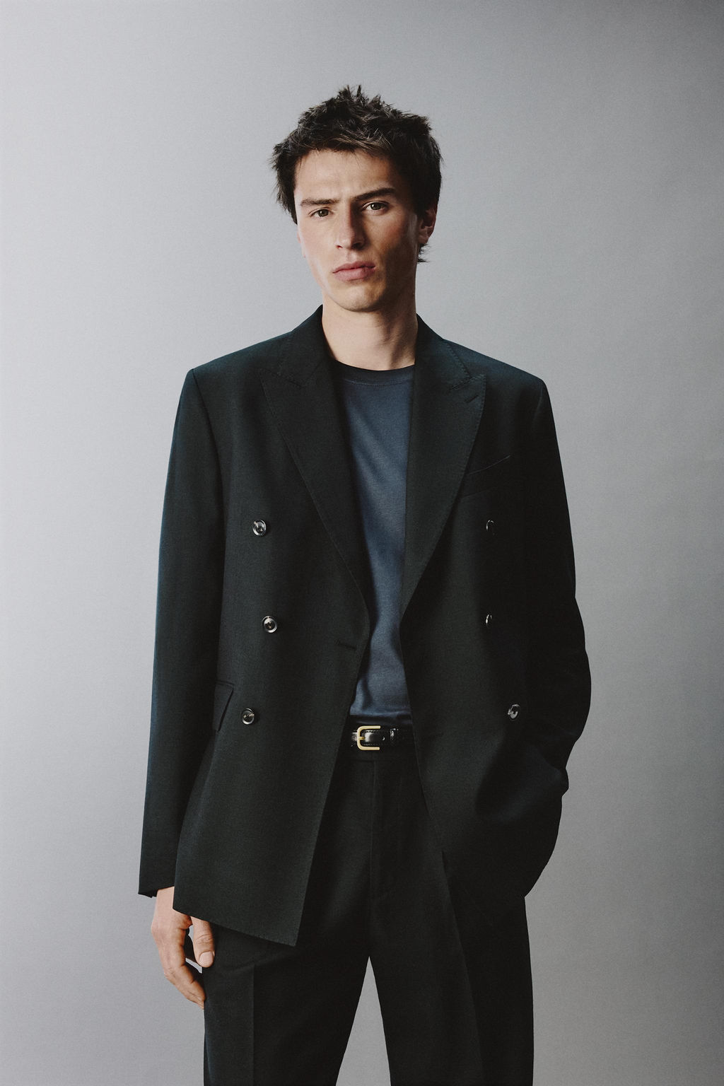 DOUBLE-BREASTED WOOL BLEND SUIT BLAZER - Zara фото 2