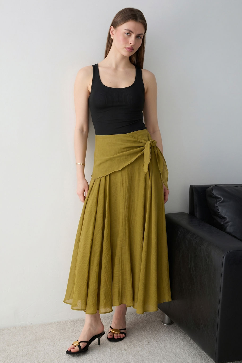 Ya_ Ye_ili Ba_lama Detayl_ Astarl_ Uzun Maxi Etek TWOSS26ET00196 - Trendyolmilla фото 5