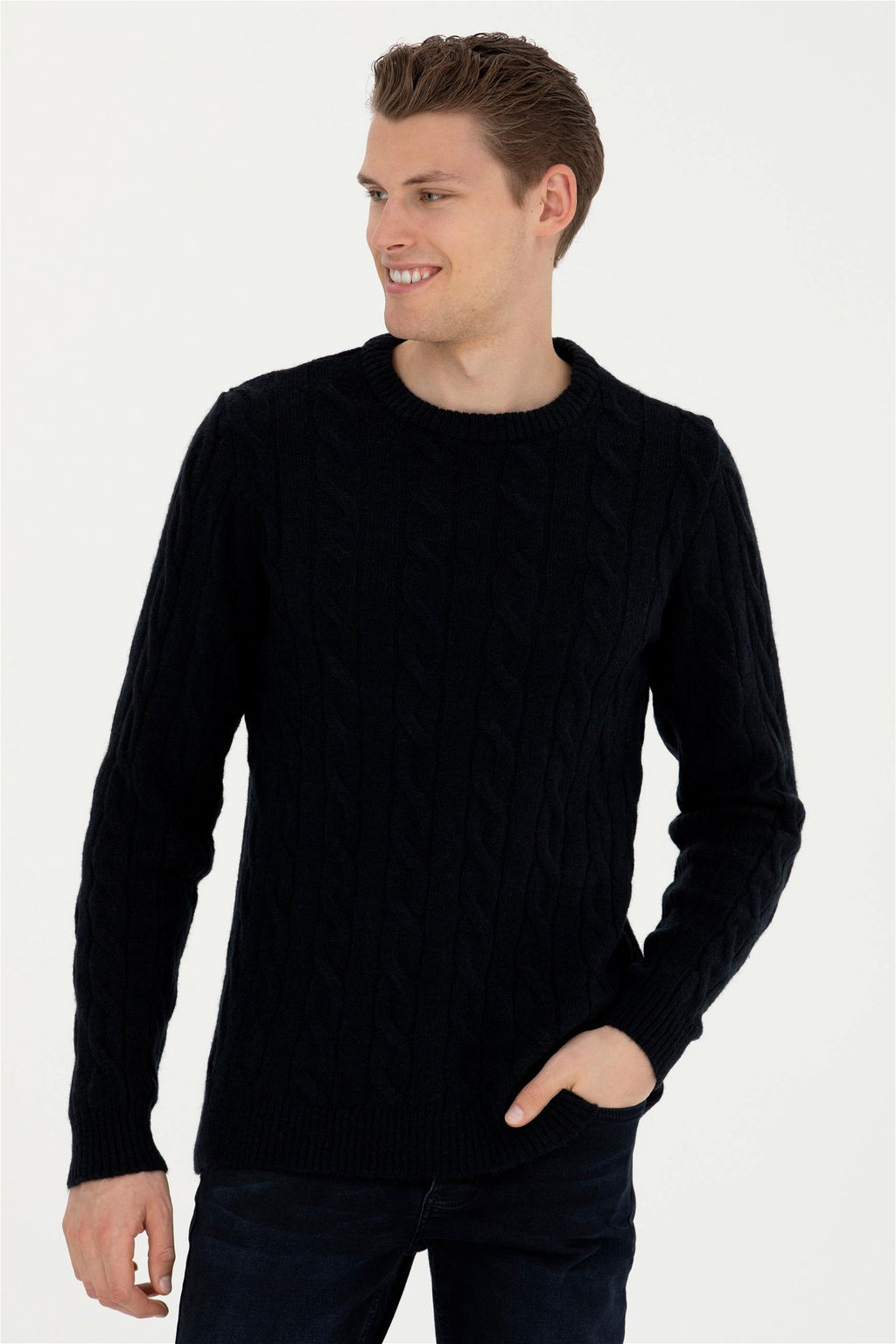 Мужской темно-синий меланжевый свитер - U.s. polo assn фото 10