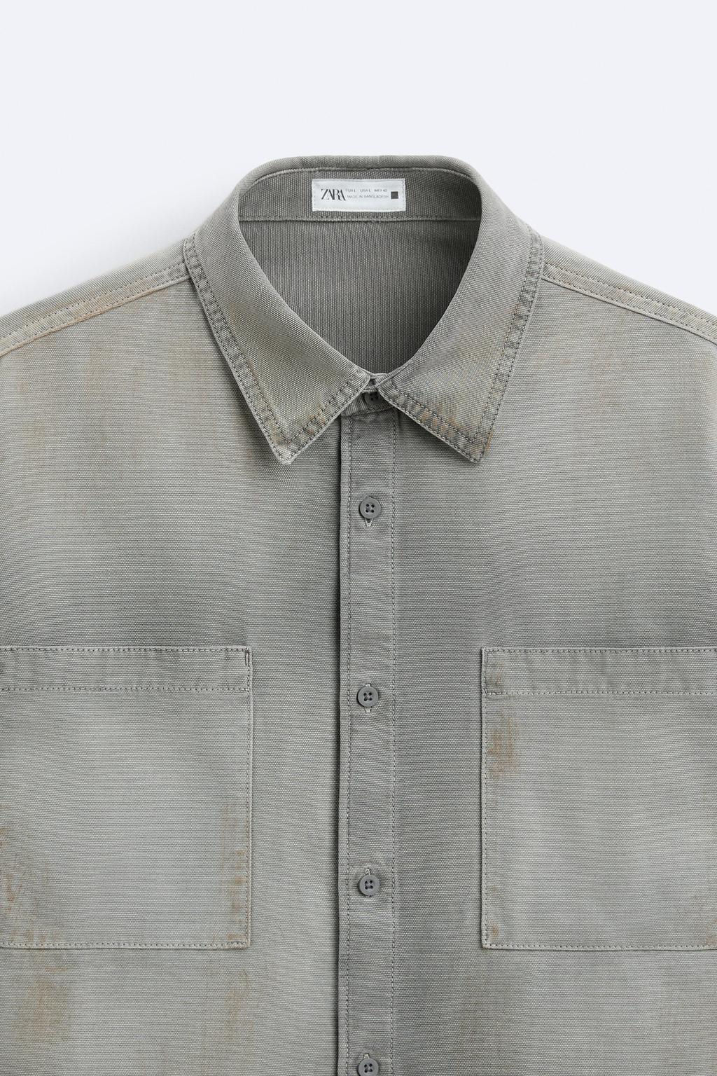 ACID WASH DENIM GOMLEK - Zara фото 8