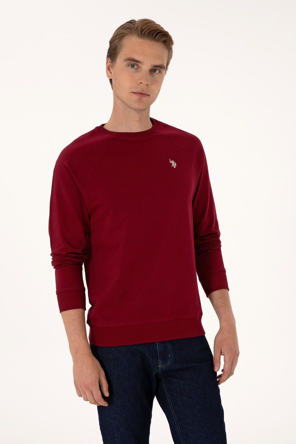 Erkek Bordo Basic Sweatshirt Sepette S_rpriz _ndirim