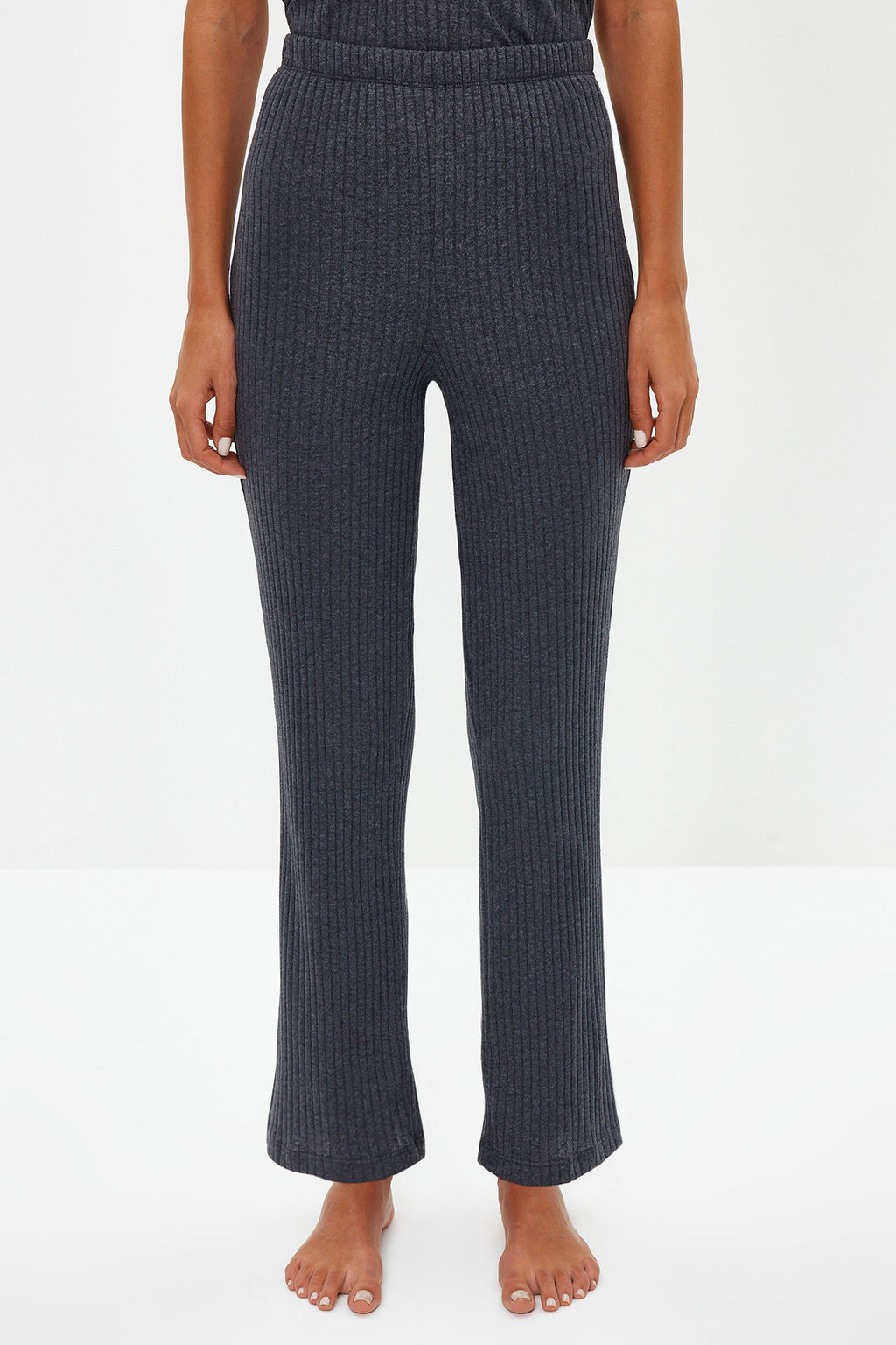 Trendyolmilla Antrasit Fitilli Ip Ask?l? Orme Pijama Tak?m? THMSS21PT0125  фото 5