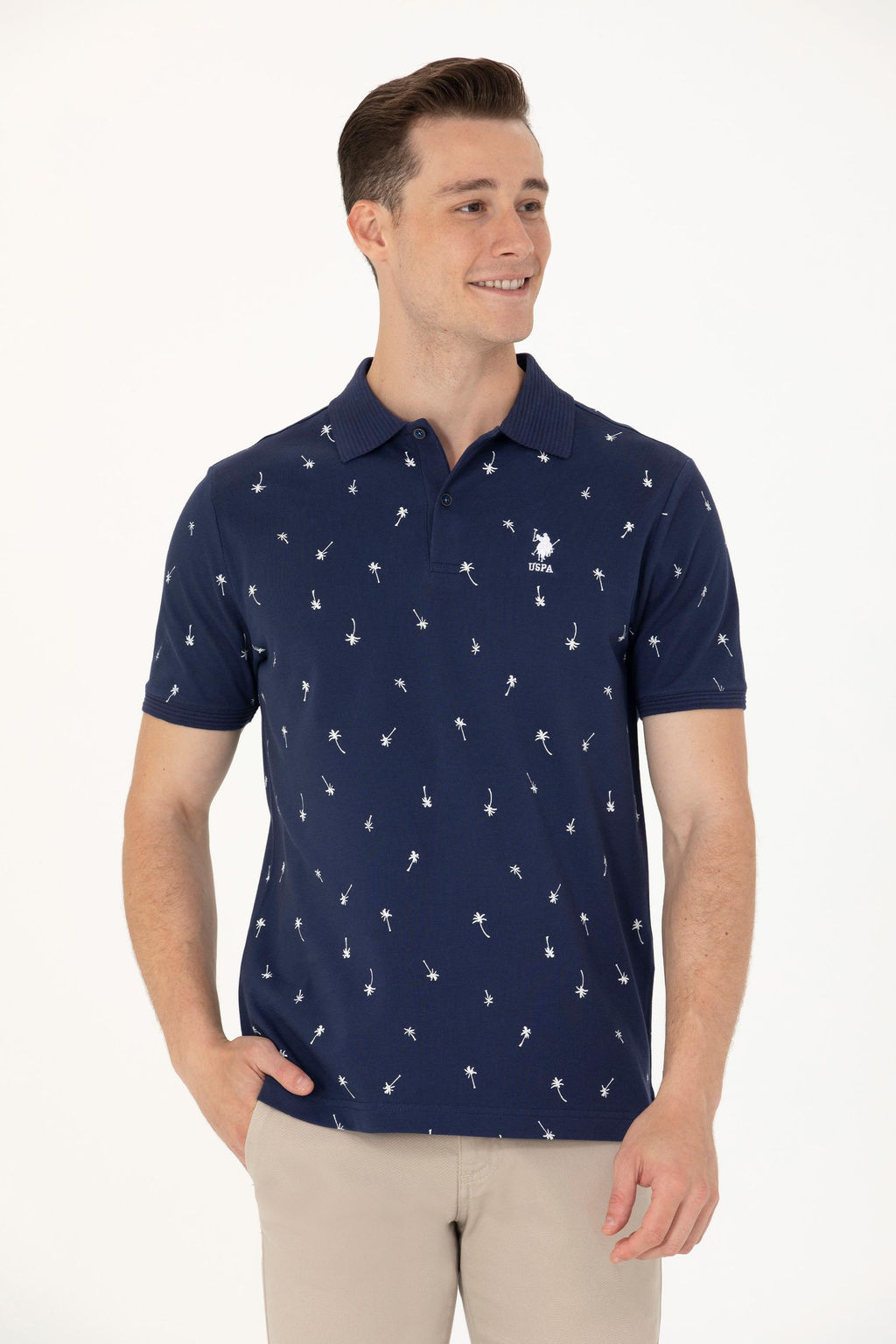 U. S. Polo Assn / Мужская темно-синяя футболка с воротником-поло - U.s. polo assn фото 17