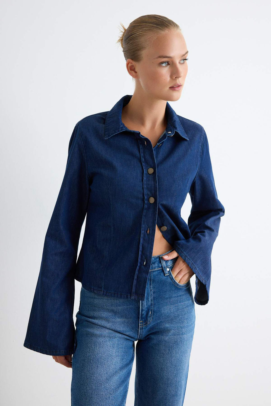 Koyu Mavi Uzun Kollu Denim G_mlek TWOAW27GO00055 - Trendyolmilla фото 2