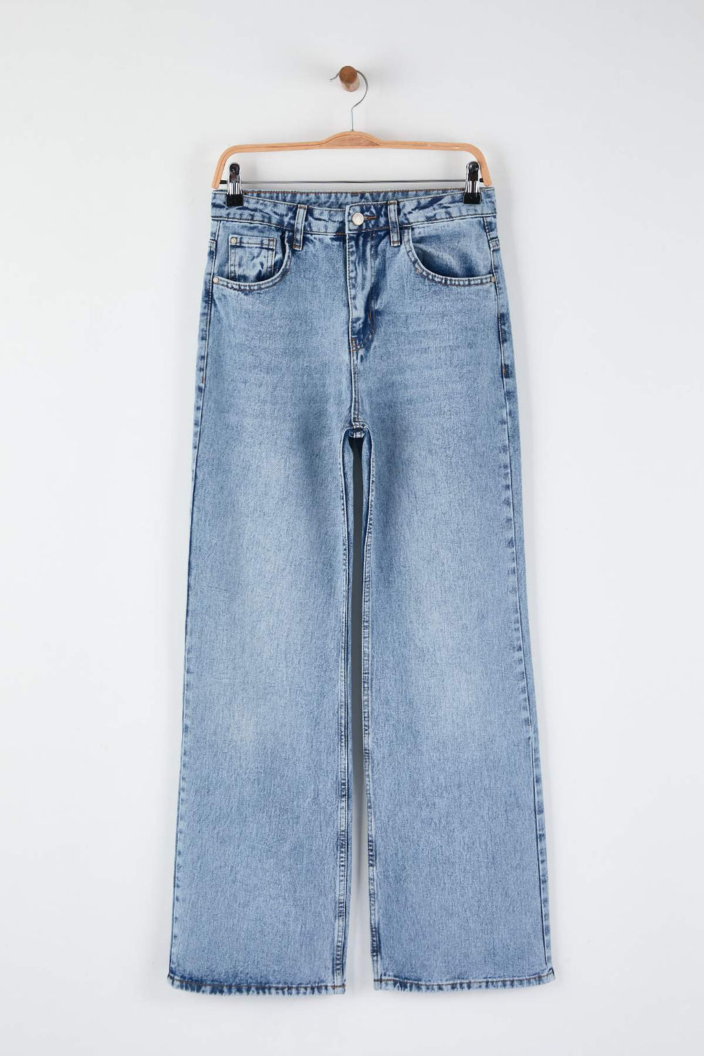 Koyu Mavi Yuksek Bel Wide Leg Palazzo Jeans TWOAW26JE00269 - Trendyolmilla фото 12