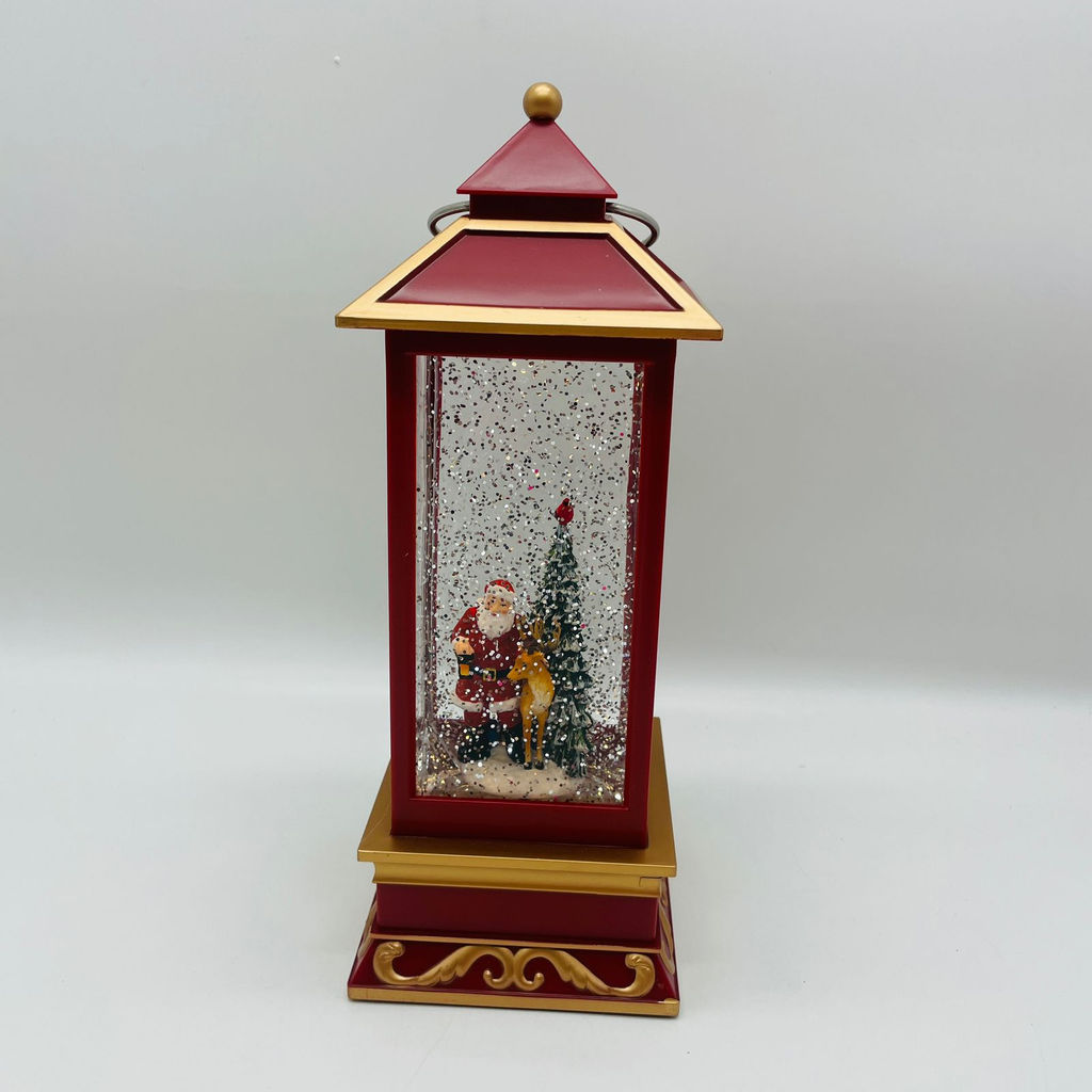 Новогодний декор Фонарь стекло - Дед Мороз с оленем 27 см (арт. WDL-23028A) - Ип лебедев о.ю фото 3