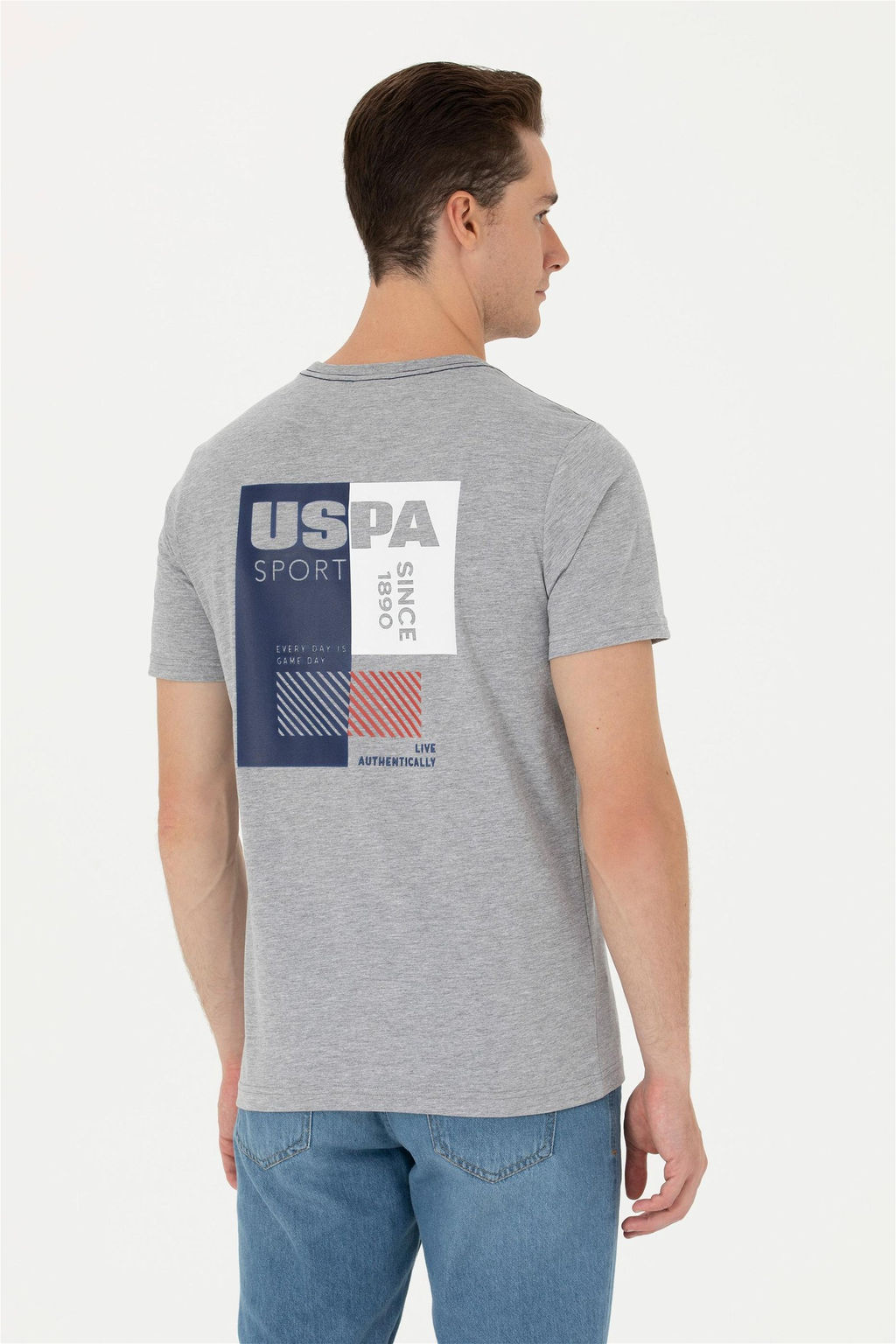 Мужская серая меланжевая футболка - U.s. polo assn фото 5