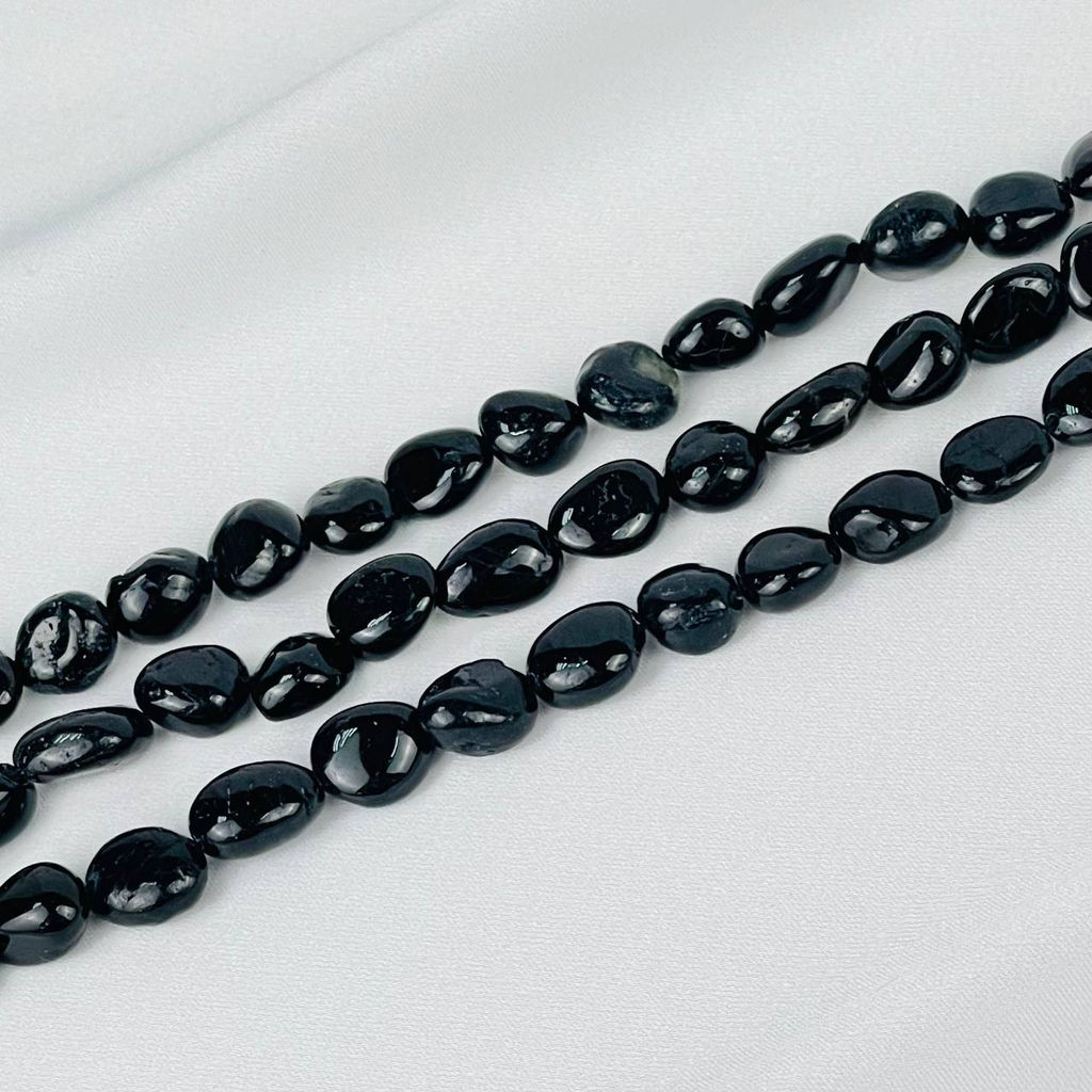 Бусины для украшений из черного Турмалина (Шерл) (галтовка) 39 см