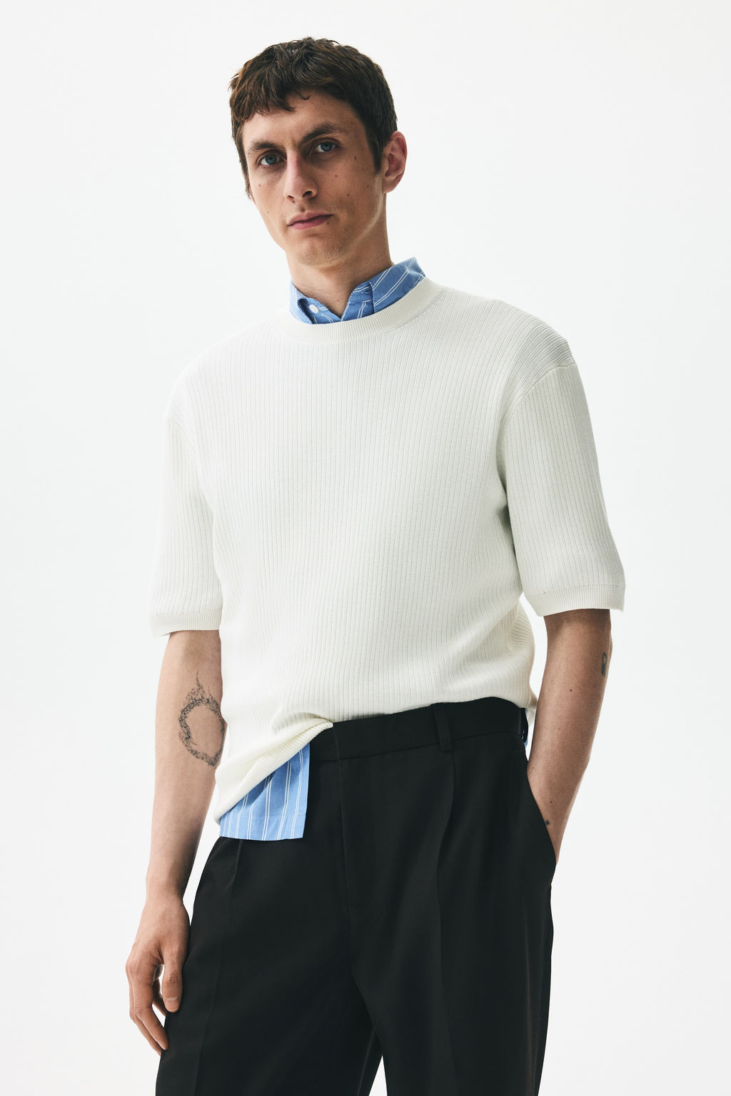 Camiseta en punto acanalado Slim Fit - H&m фото 6