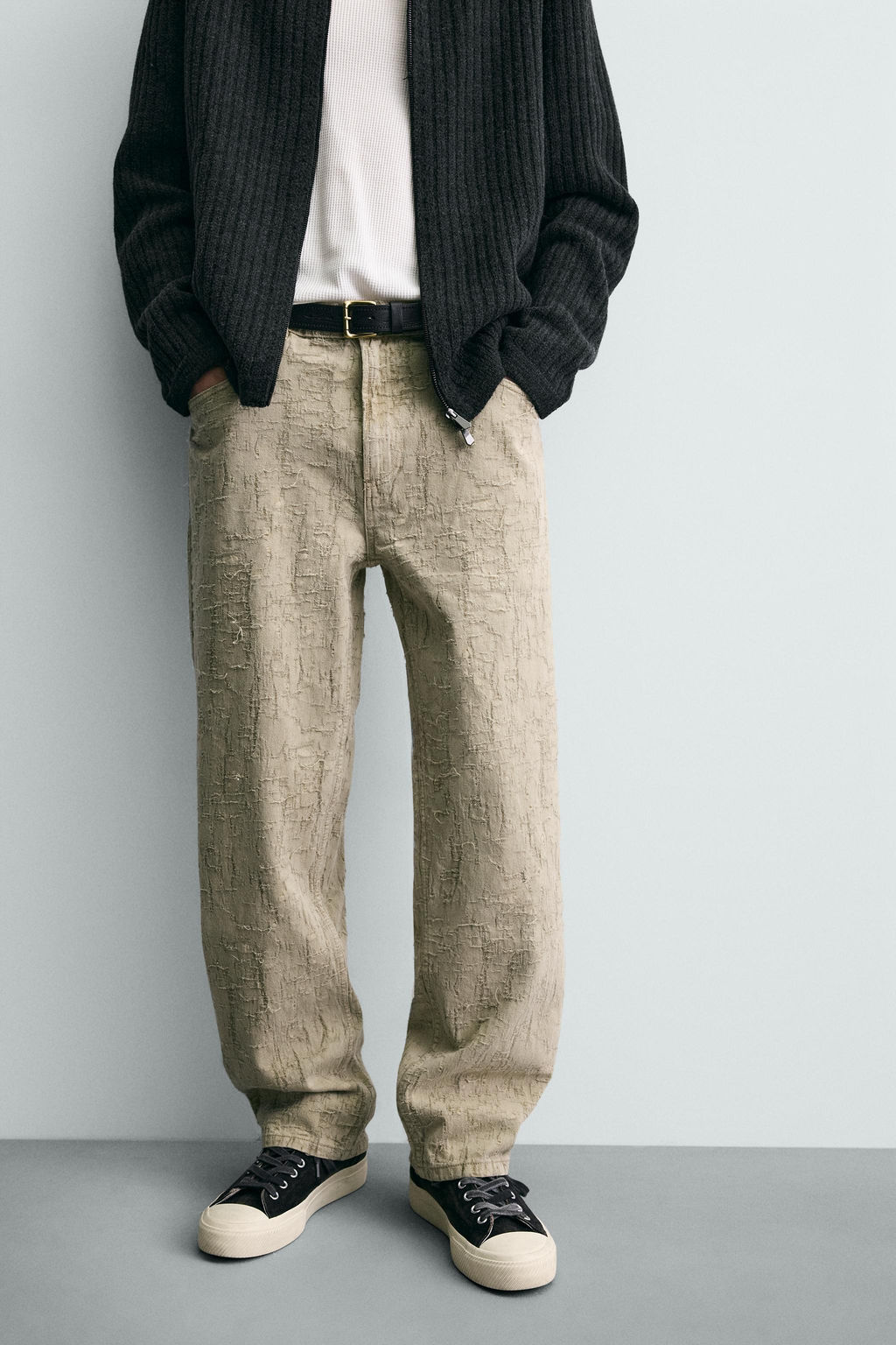 PANTAL?N STRAIGHT FIT JACQUARD / Khaki - Zara фото 6