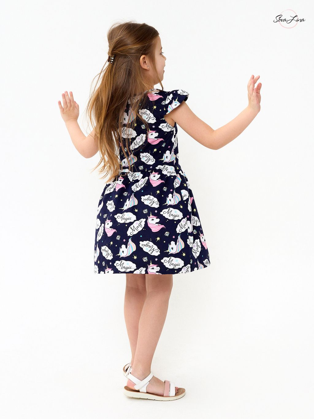 Платье Бабочка единороги синий - Sovalina фото 12