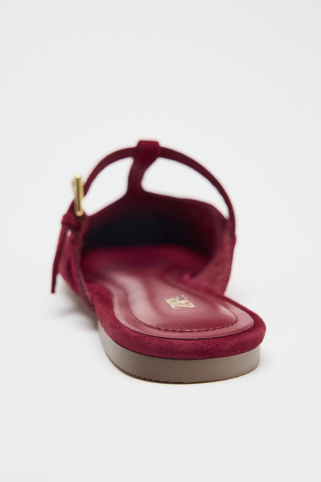 SPLIT SUEDE SLINGBACK SHOES WITH STRAP - Zara фото 4