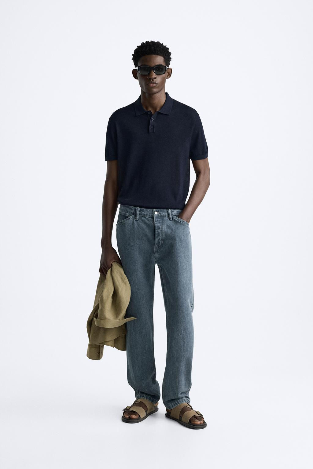 COTTON AND SILK KNIT POLO SHIRT - Zara фото 18