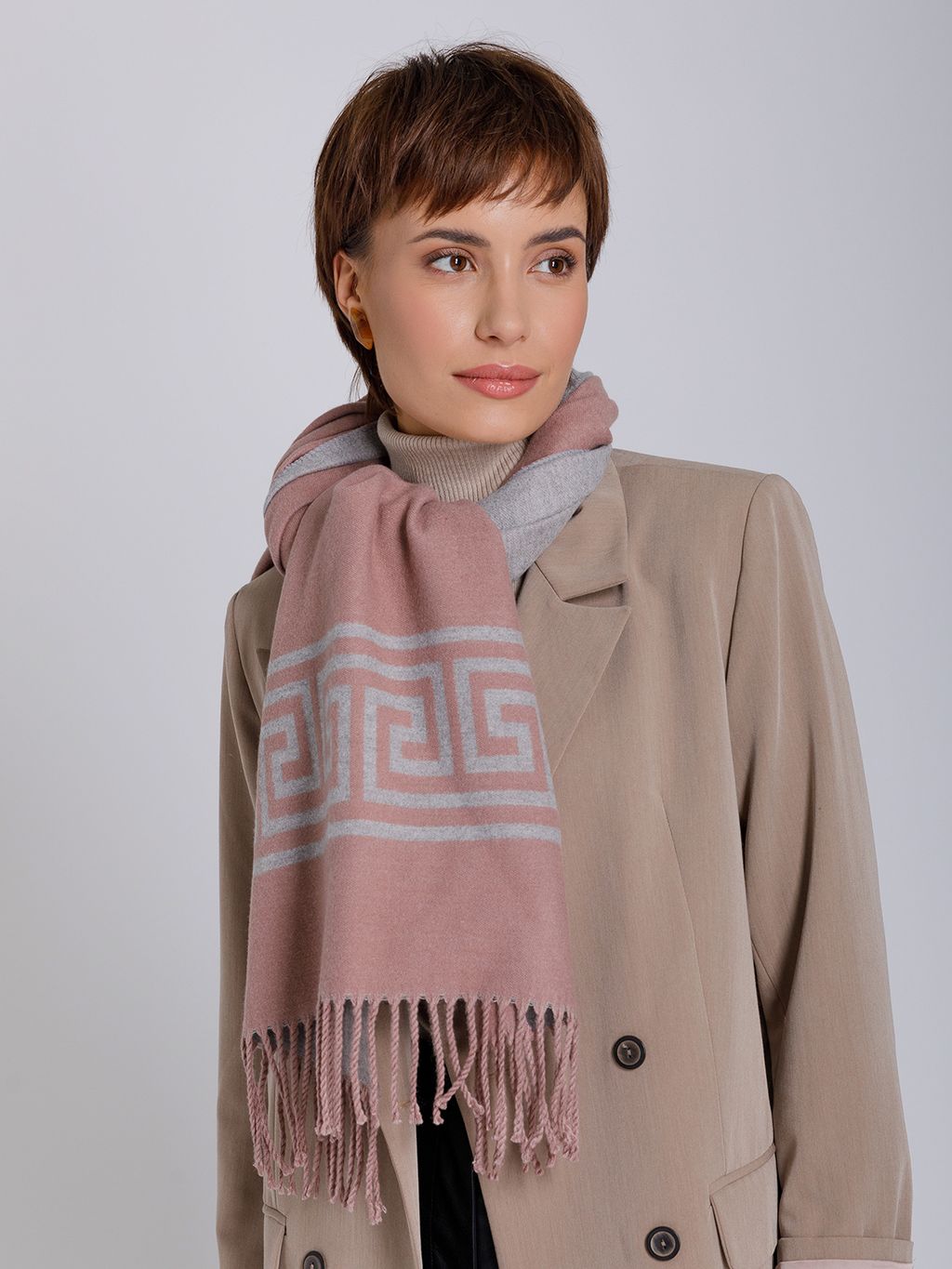 В составе шерсть и кашемир! теплый двусторонний палантин - Tantino фото 7