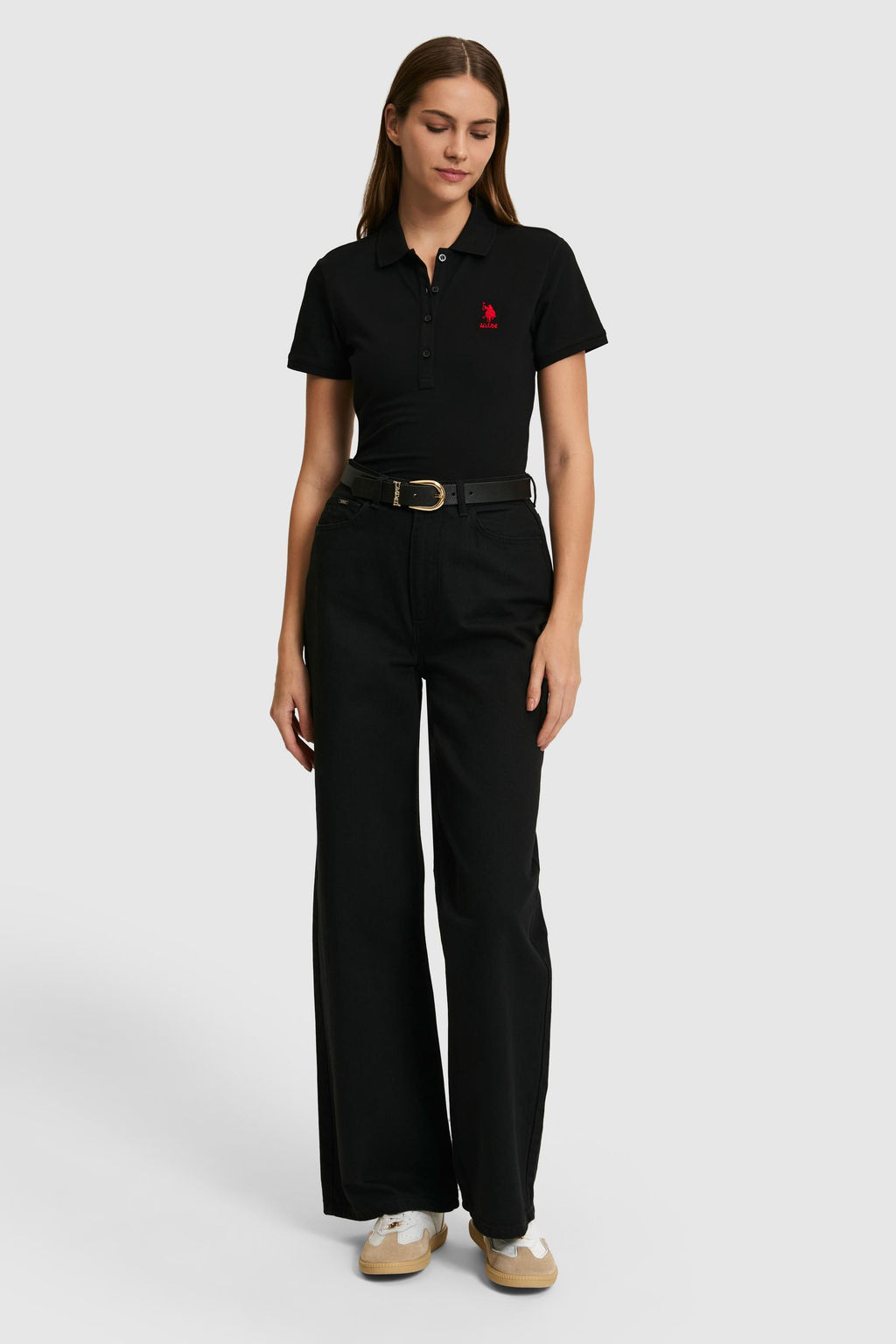 Kad_n Siyah Polo Yaka Basic Ti__rt