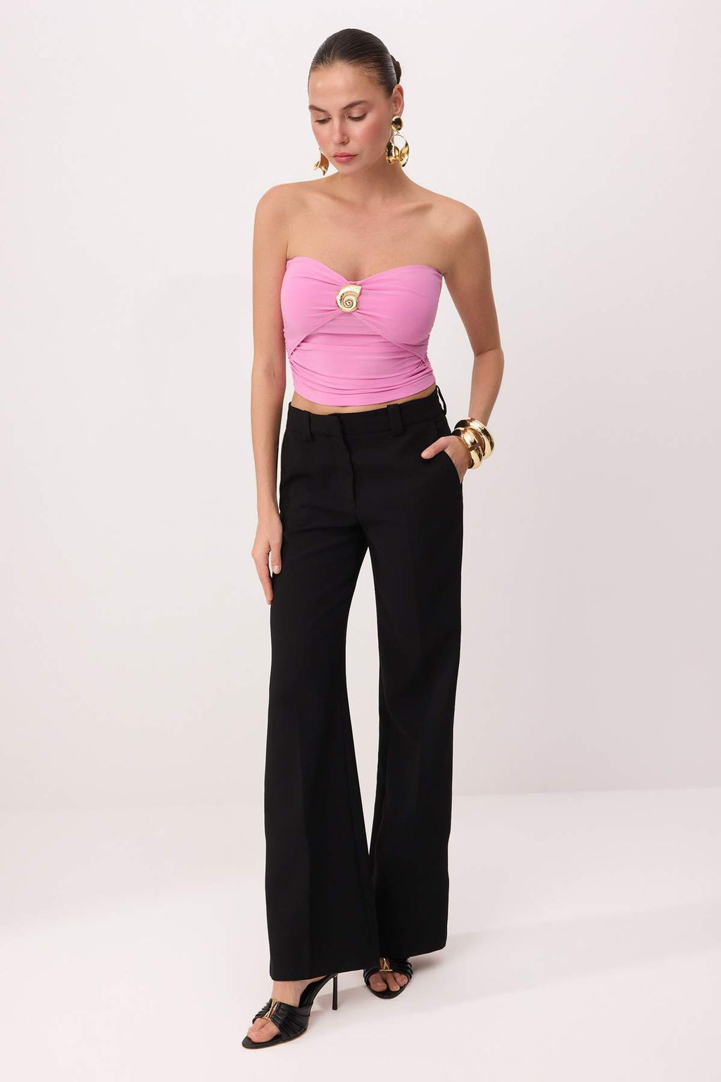 Trendyolmilla Limited Edition Siyah Aksesuar Detayl? Straplez Orme S?k Bluz TPRSS25BZ00032 фото 35