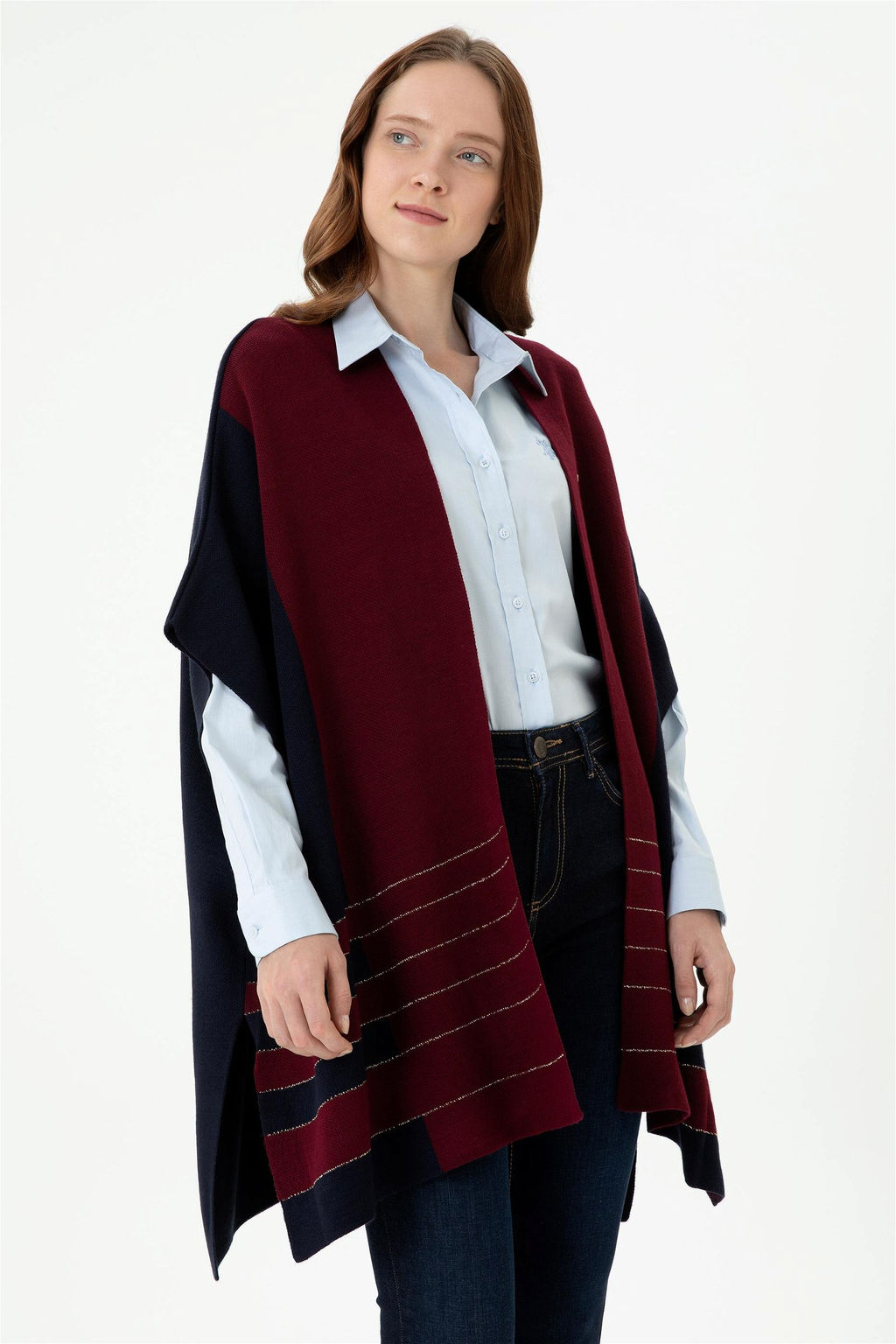 Женское темно-синее трикотажное пончо - U.s. polo assn фото 8