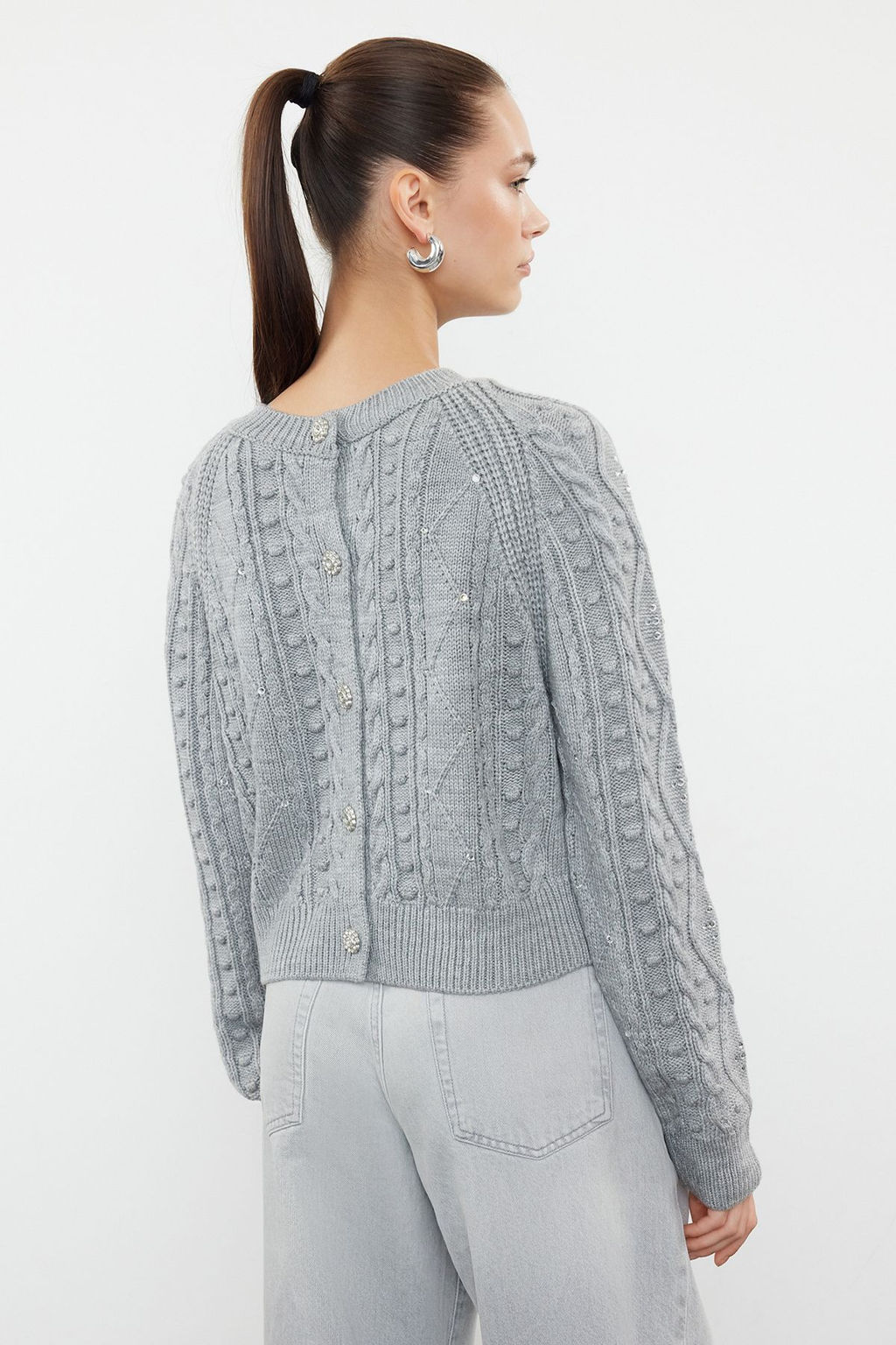 Ekru Cift Tarafl? Kullan?labilen Triko Kazak-H?rka TWOAW24KZ00144 - Trendyolmilla фото 10