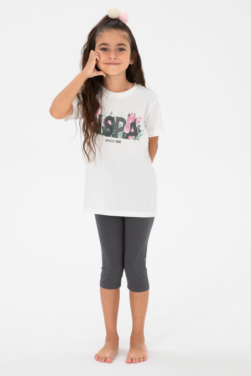 K_z _ocuk Beyaz Pijama Tak_m_ Sepette S_rpriz _ndirim - U.s. polo assn фото 10
