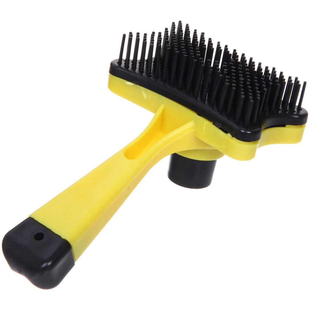 Цена за 3 шт. Расческа - пуходерка самоочищающаяся для собак и кошек "Пушок", цвет желтый, 13см (блистер)