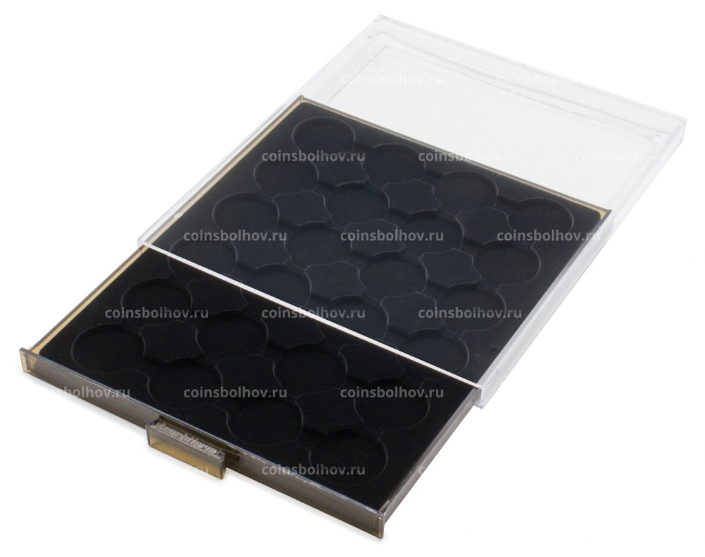 Кассета на 24 ячейки для хранения и презентации монет в капсулах диаметром до 35 мм MB черный LEUCHTTURM 359441