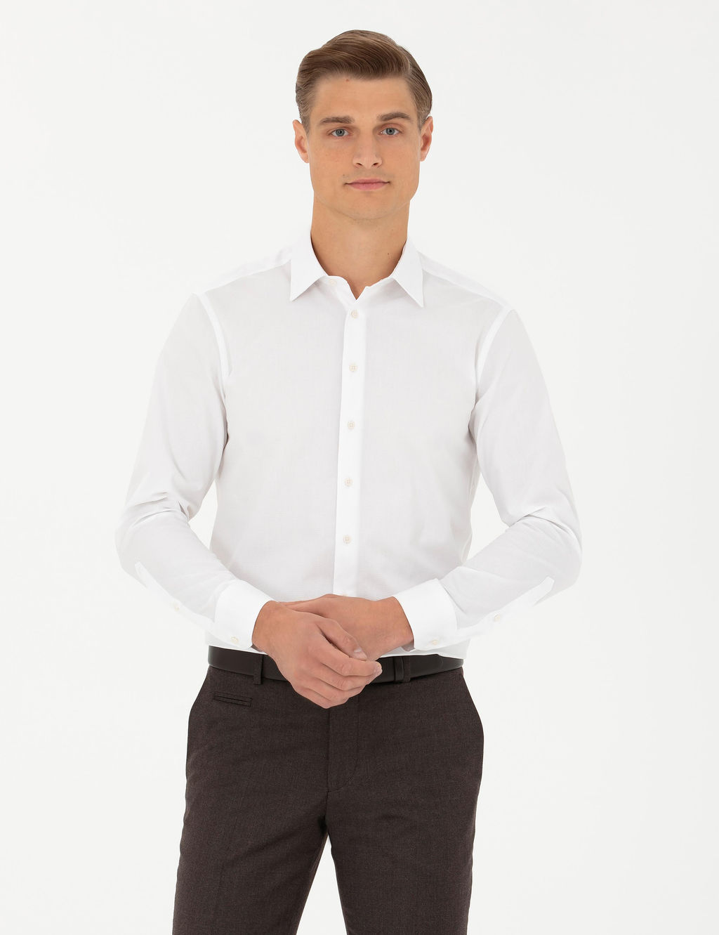 Белая приталенная рубашка с длинным рукавом - Cacharel фото 3