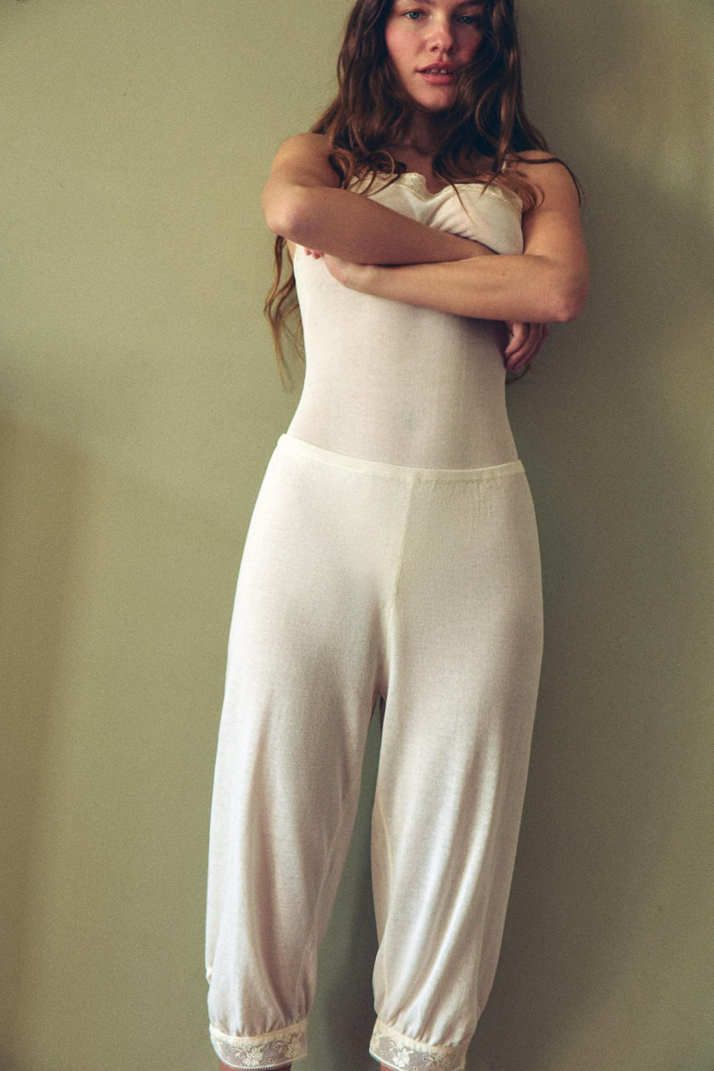 PANTAL?N PUNTO FINO ENCAJE / Crudo - Zara фото 3