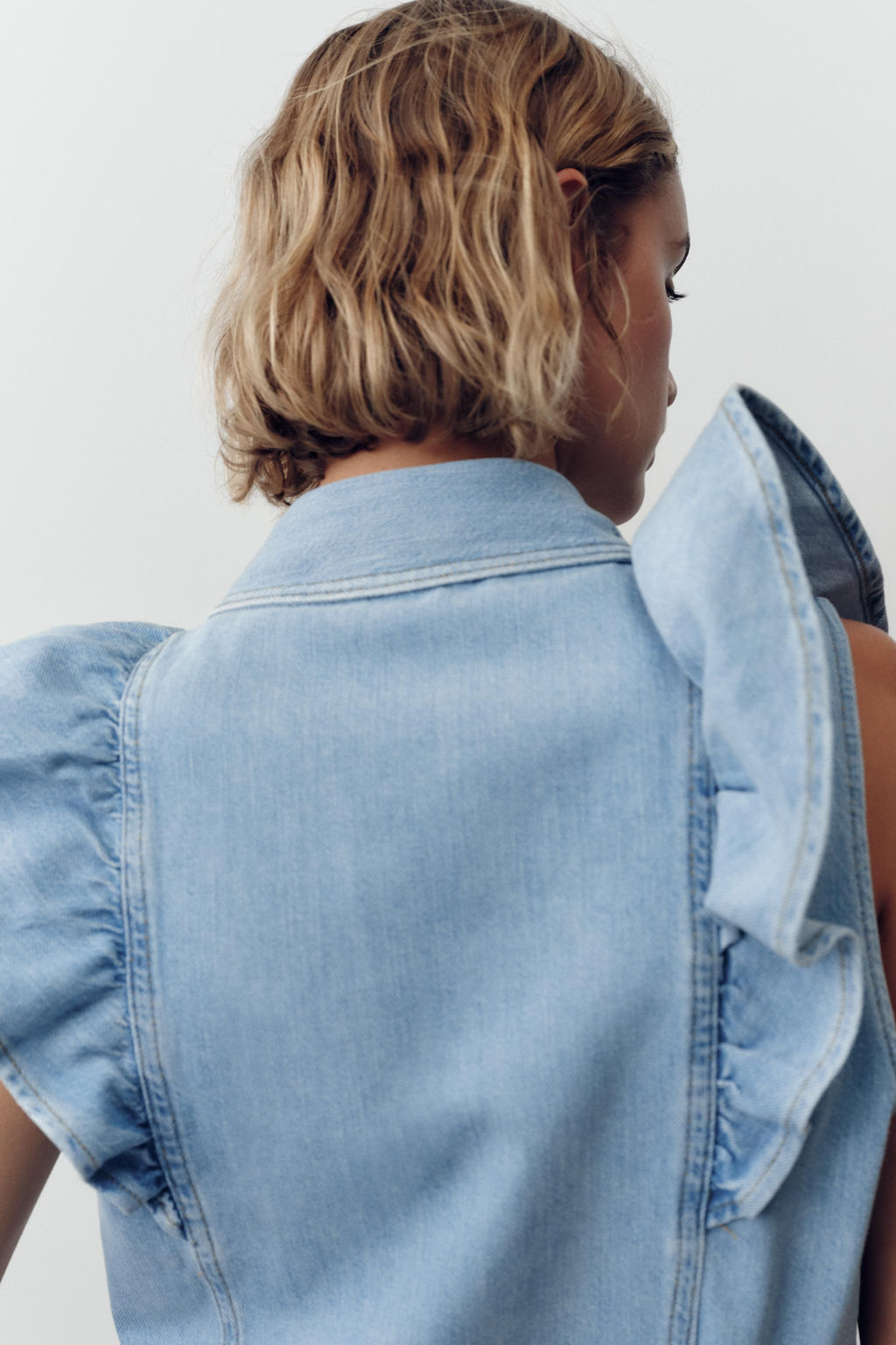 Z1975 DENIM SHIRT WITH RUFFLES - Zara фото 3