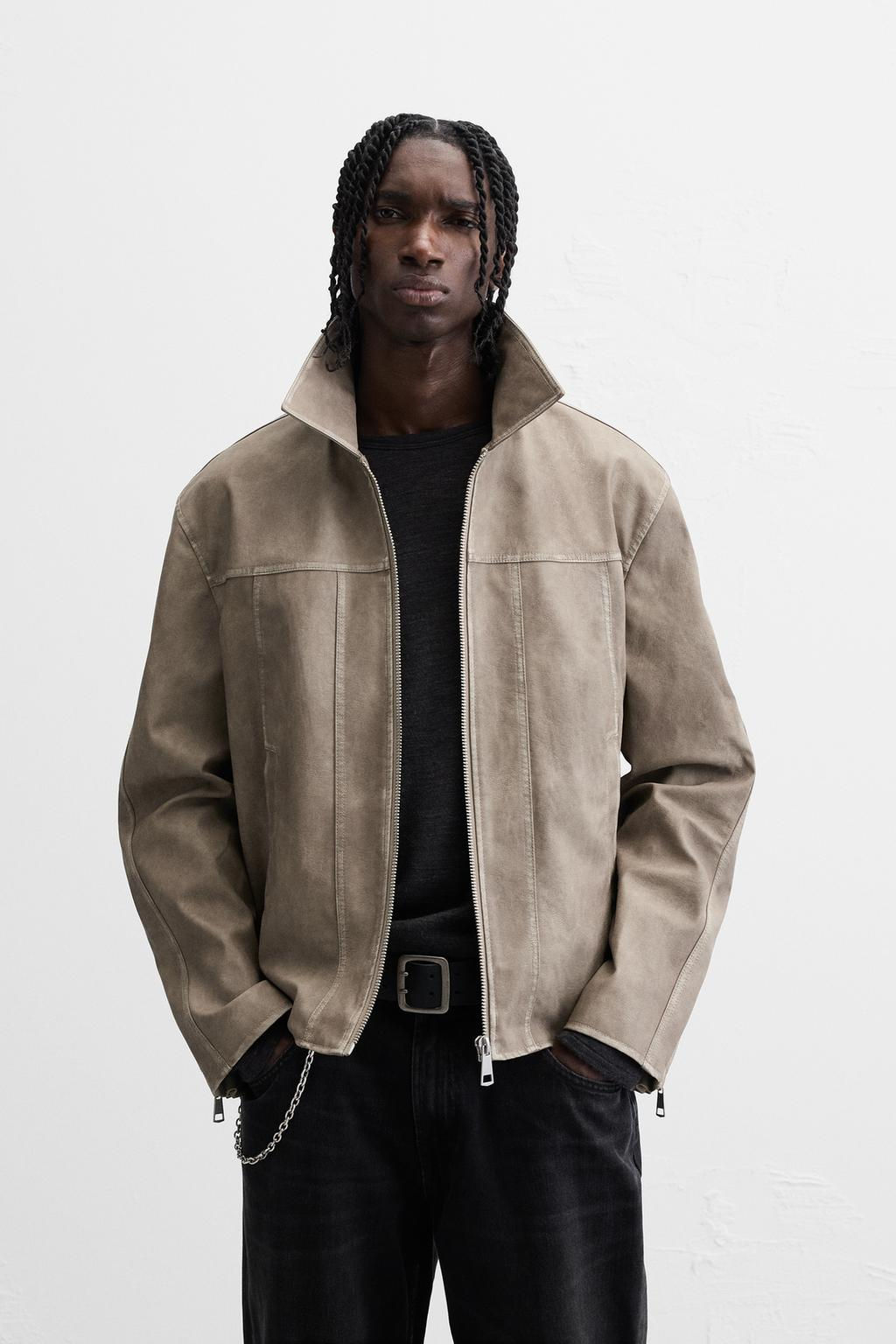 FADED LEATHER EFFECT JACKET - Zara фото 11