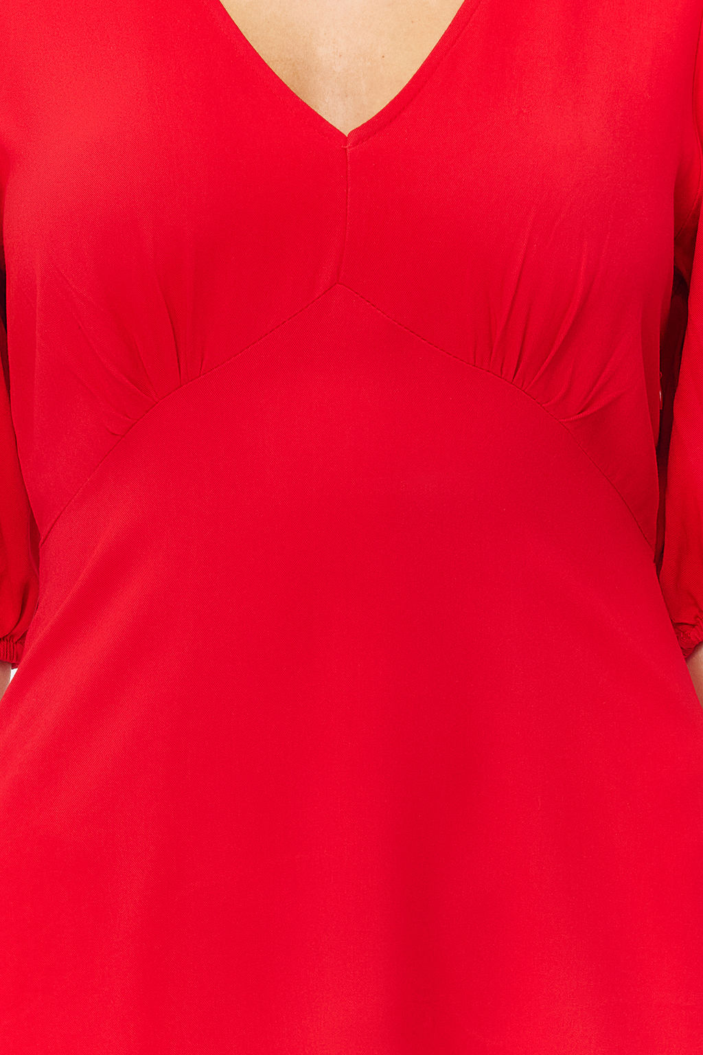 K?rm?z? Etegi Volanl? Balon Kollu Mini Dokuma Elbise TWOSS24EL00062 - Trendyolmilla фото 4