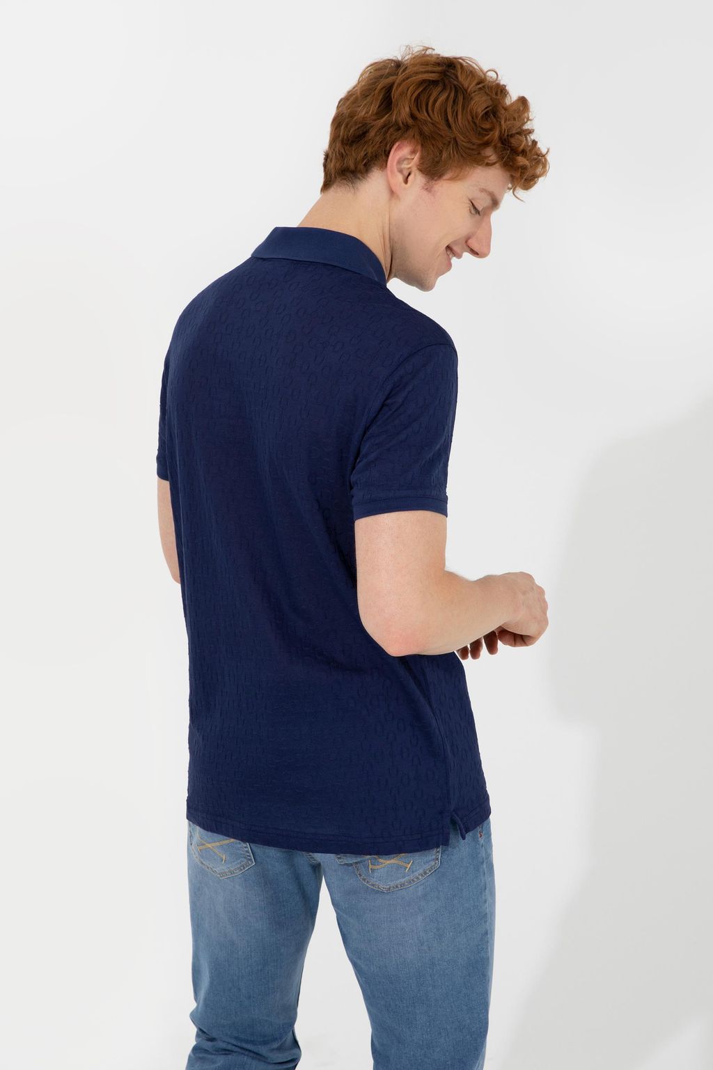 U. S. Polo Assn Мужская темно-синяя футболка с воротником-поло - U.s. polo assn фото 5