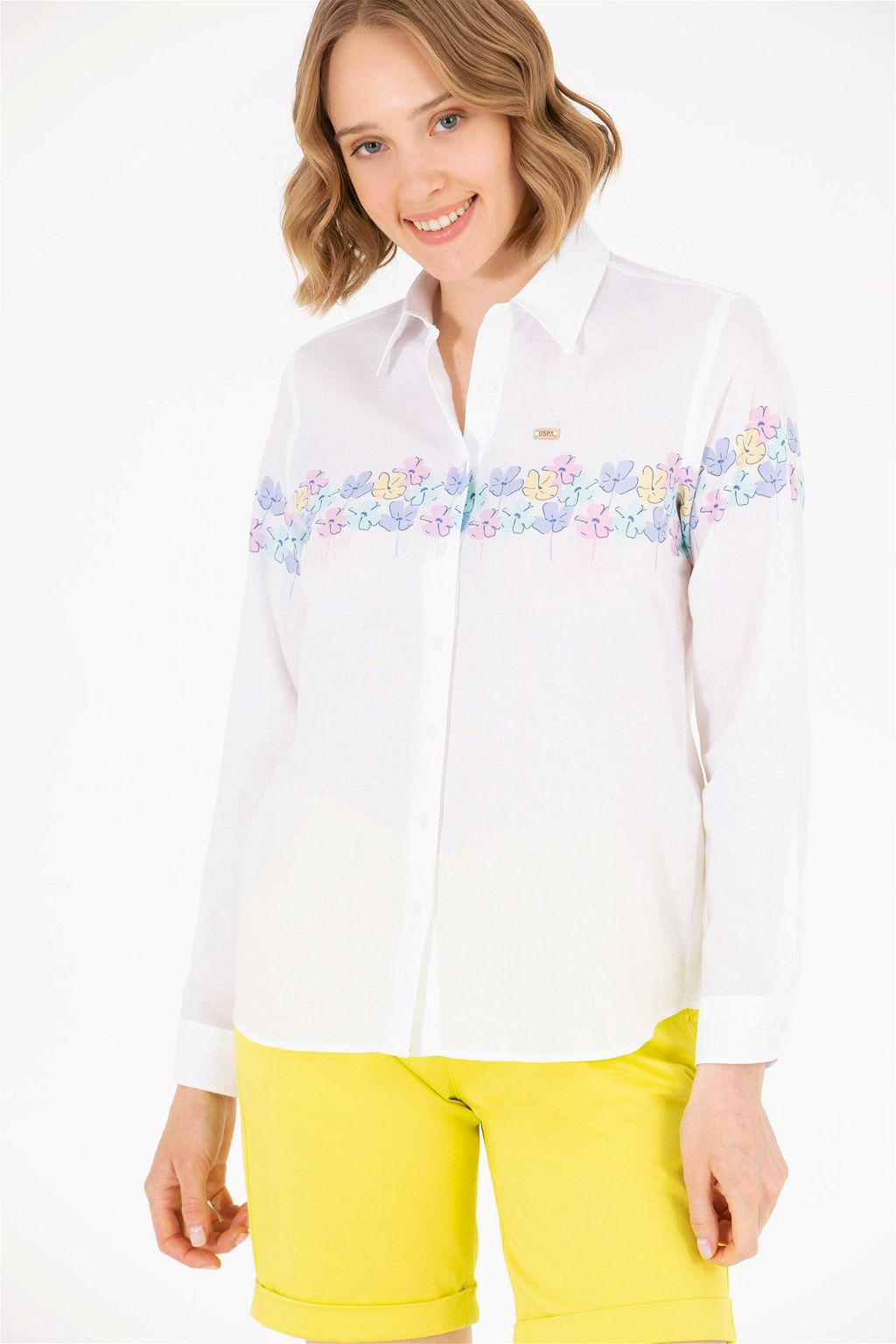 Женская синяя рубашка с длинным рукавом Неожиданная скидка в корзине - U.s. polo assn фото 3