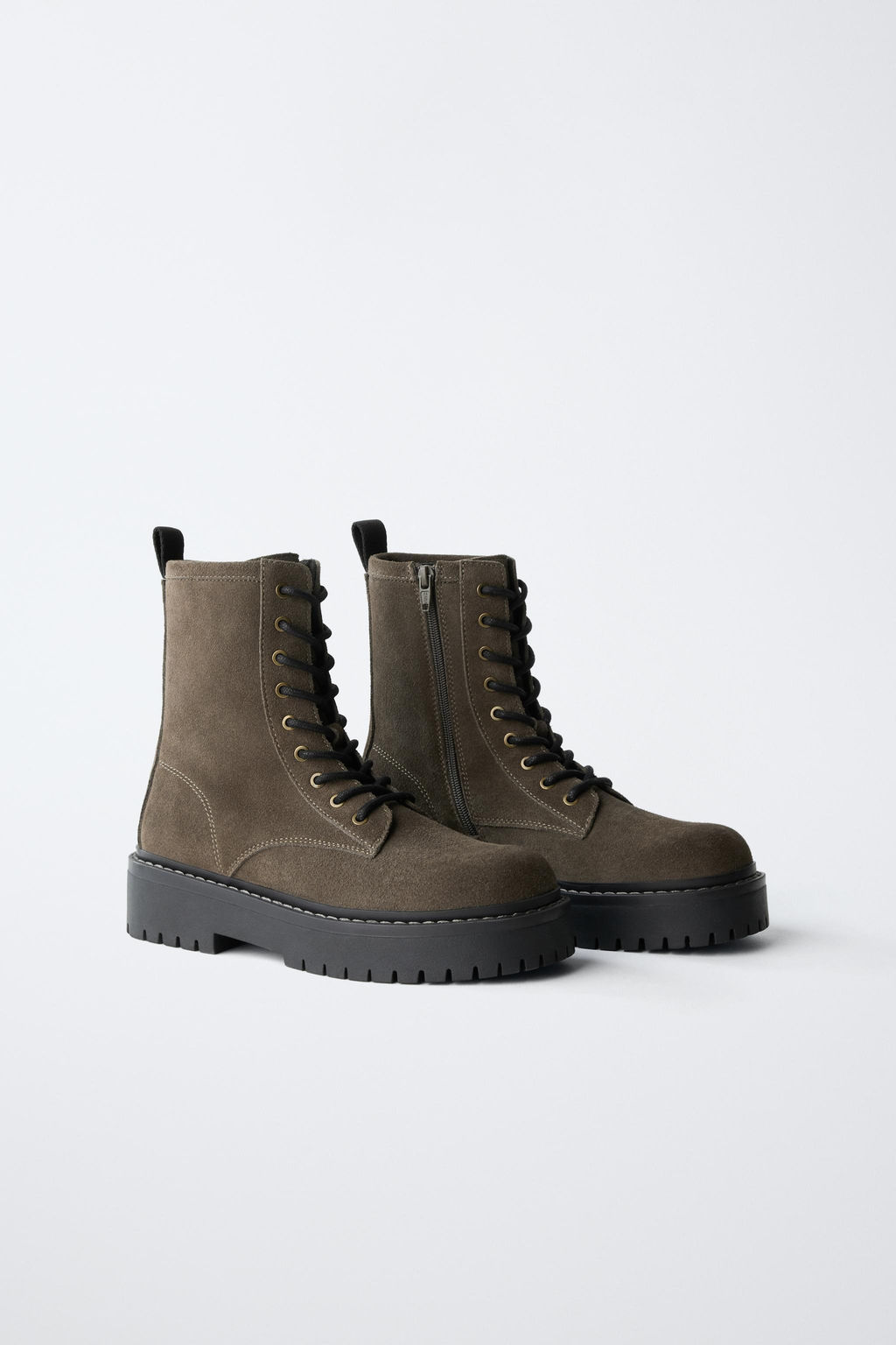 BOTA CORDONES PIEL / Gris - Zara фото 3