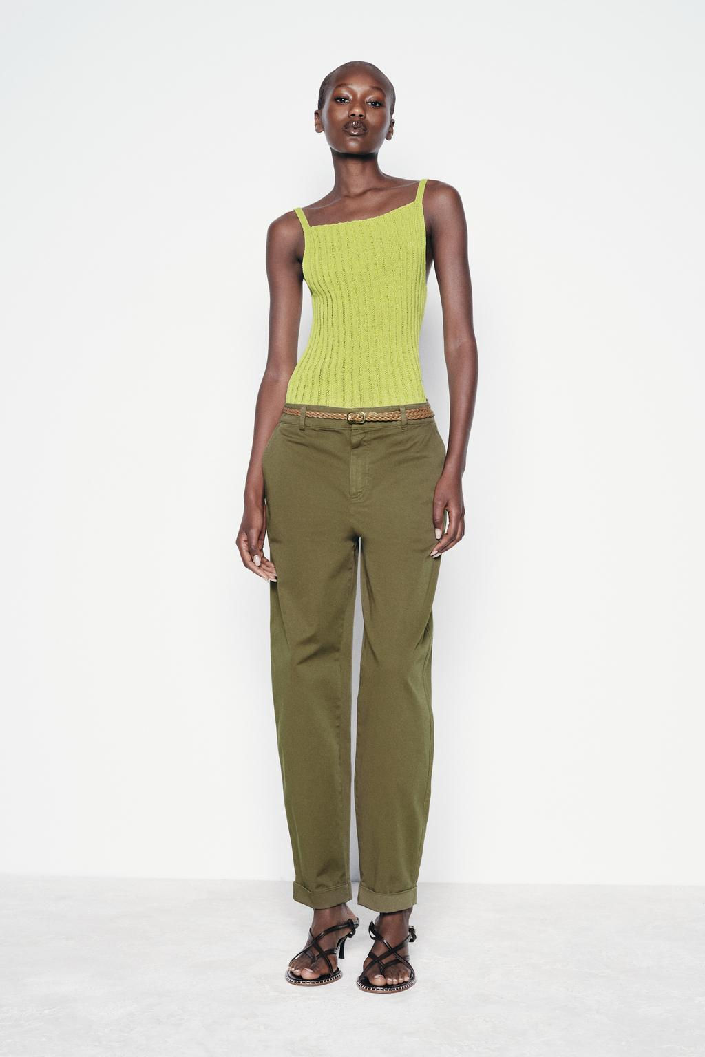 CHINO TROUSERS WITH BRAIDED BELT - Zara фото 23