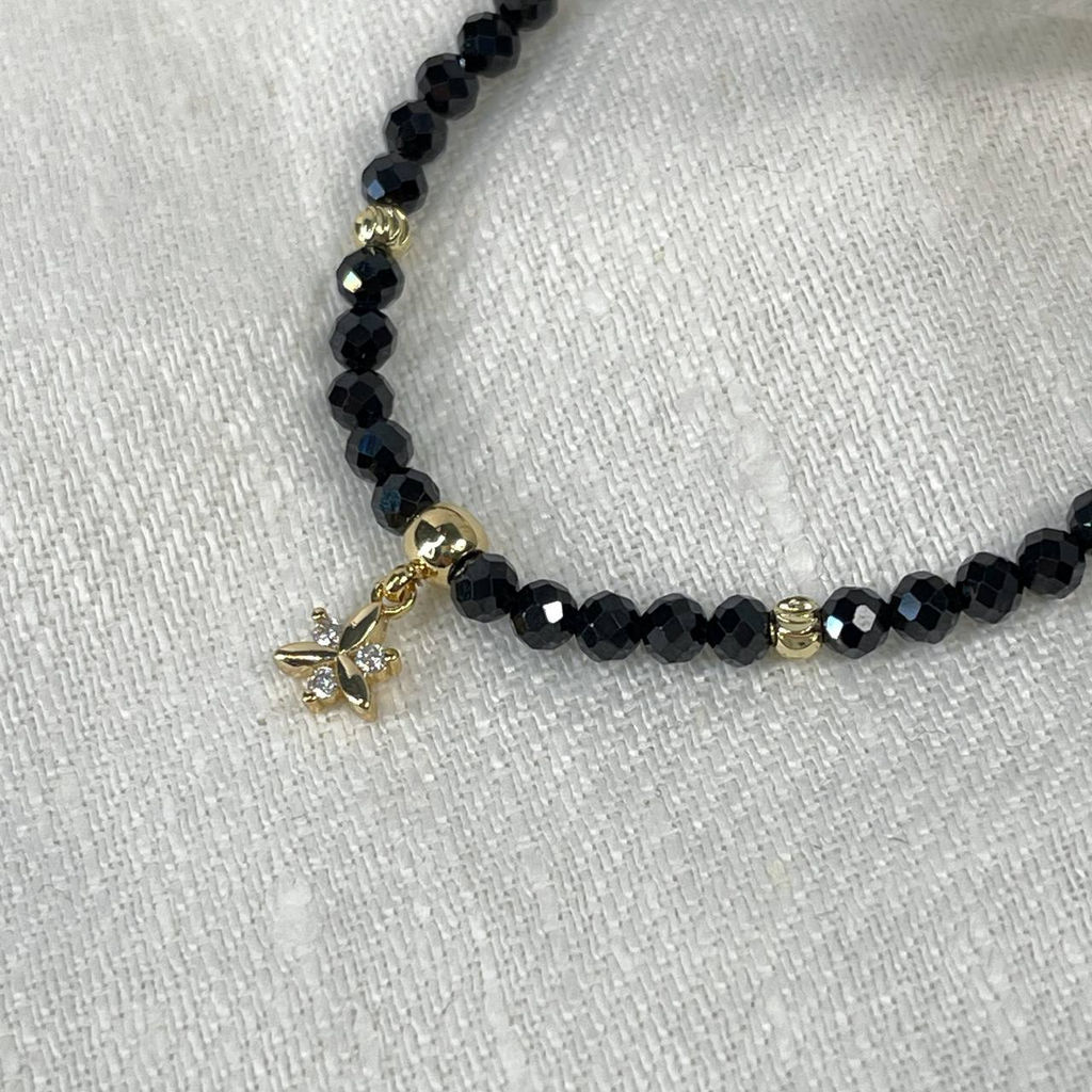 Браслет из черной Шпинели с подвеской 17 см +