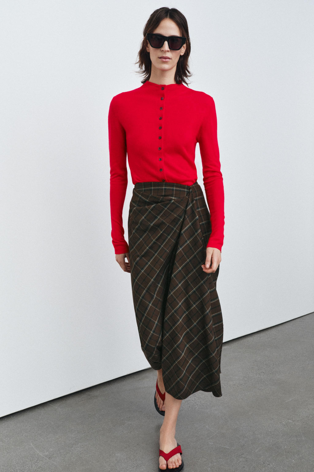 ZW COLLECTION DRAPED CHECK SKIRT - Zara фото 22