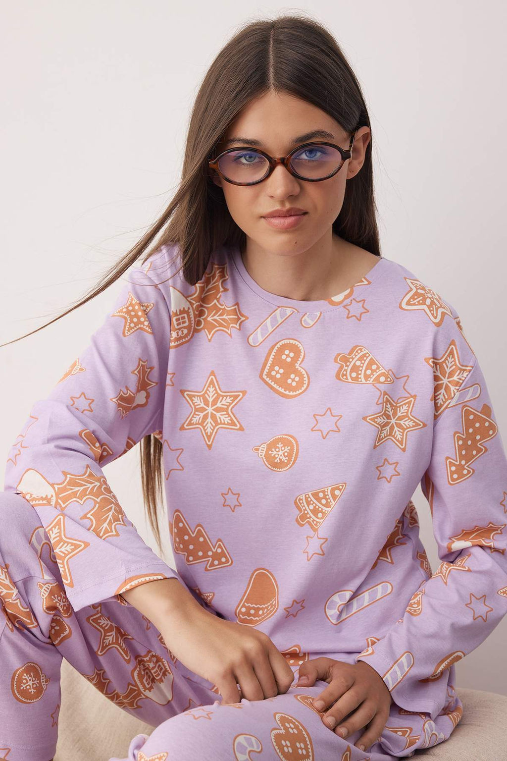 Lila %100 Pamuklu Y?lbas? Temal? Orme Pijama Tak?m? THMAW26PT00062 - Trendyolmilla фото 2