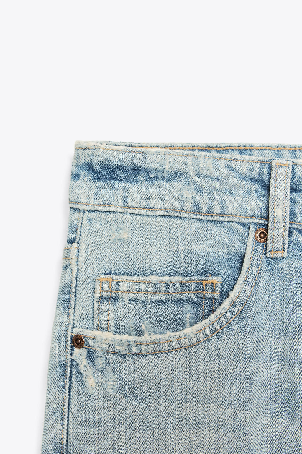 TRF RIPPED MID-WAIST WIDE-LEG JEANS - Zara фото 9
