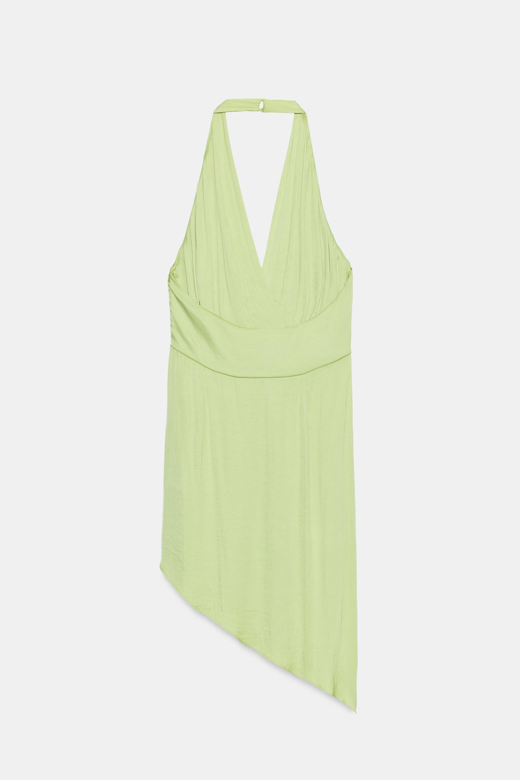 VESTIDO ASIM?TRICO SATINADO NUDO / Verde