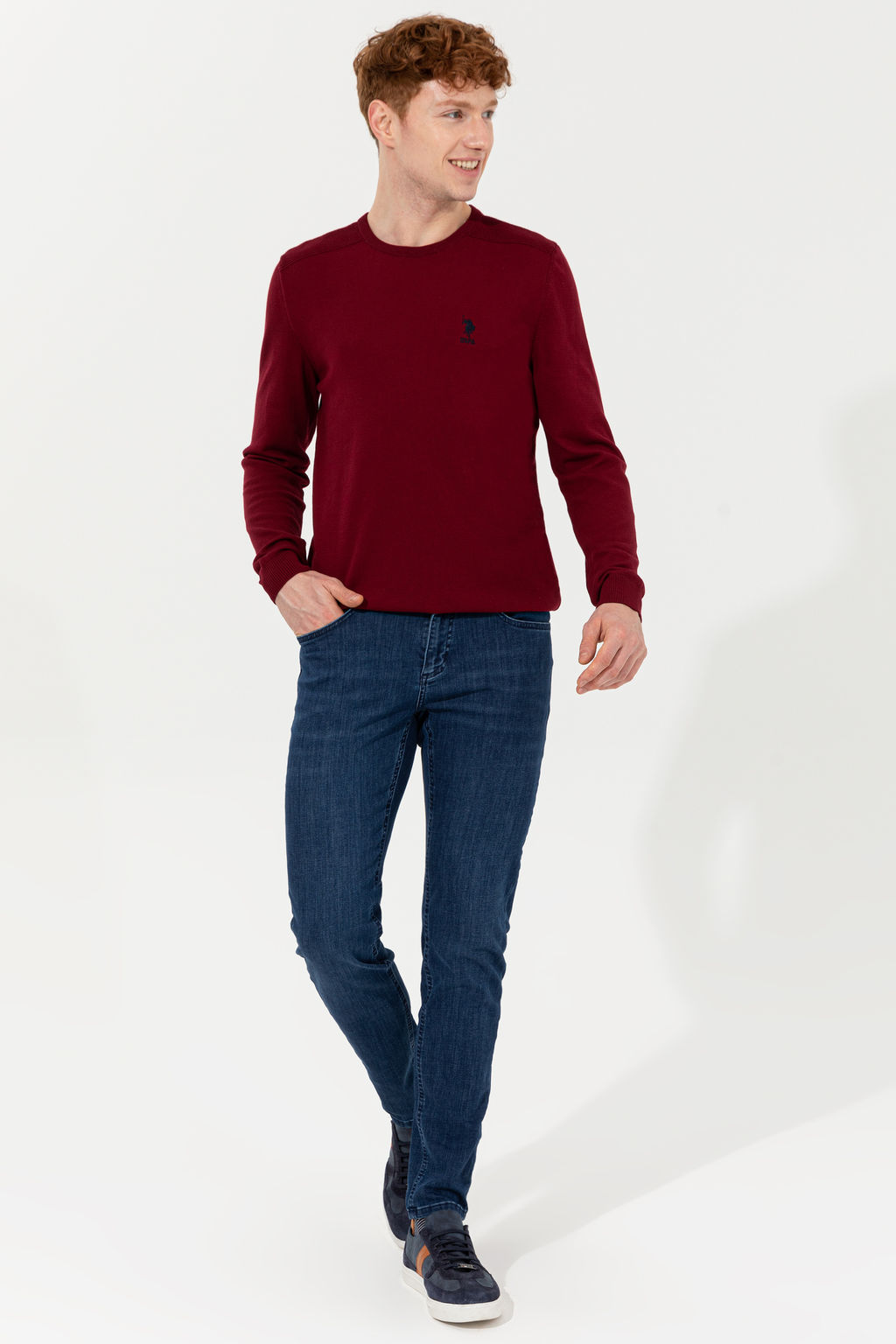 Мужской бордовый красный трикотажный свитер Basic - U.s. polo assn фото 16